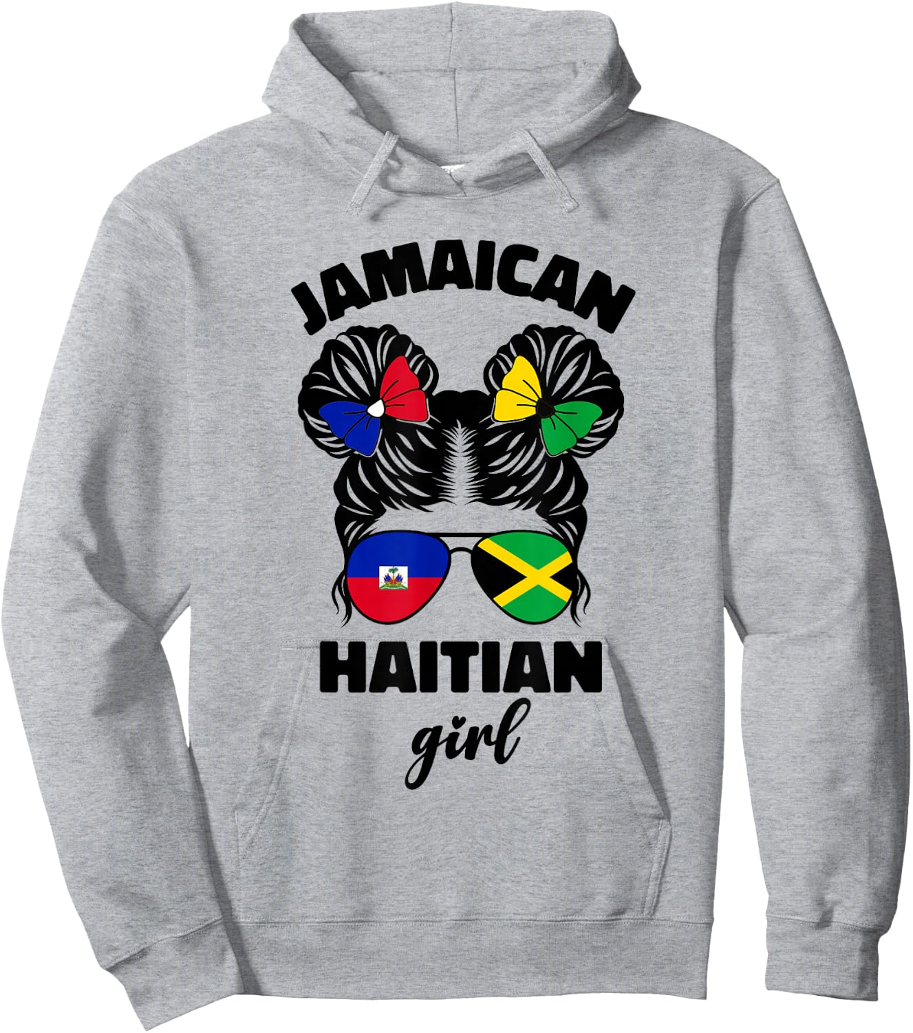 Half Jamaican Haitian Jamaica Flag Haiti Ayiti Kids Girls Hoodie - Hoodie | Ash