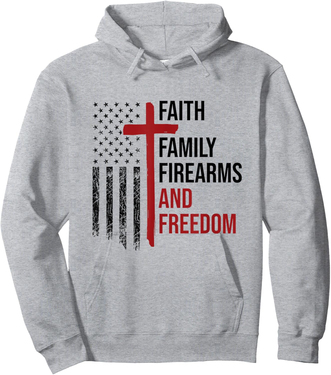 Faith Family Firearms And Freedom USA Flag Christian Patriot Men Hoodie - Hoodie | Ash