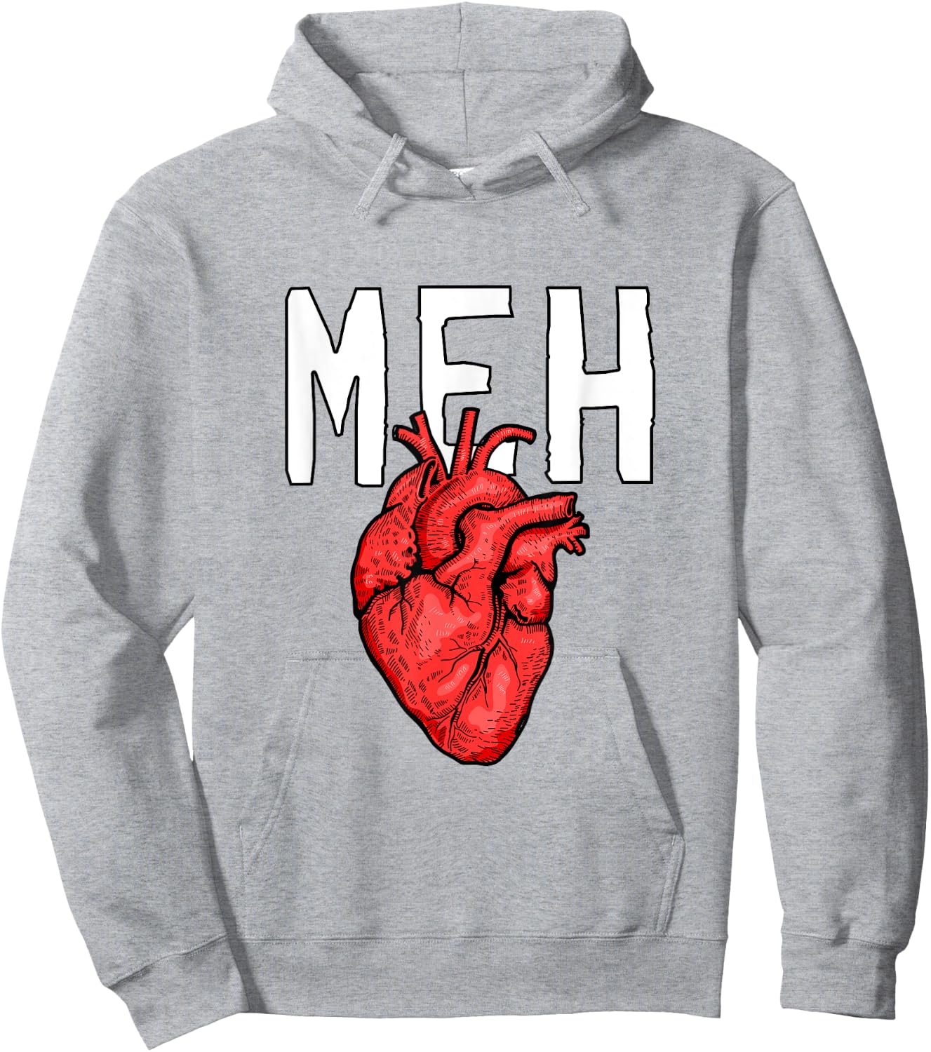 Anti Valentine's Day Anatomically Correct Heart Meh Geek Hoodie - Hoodie | Ash