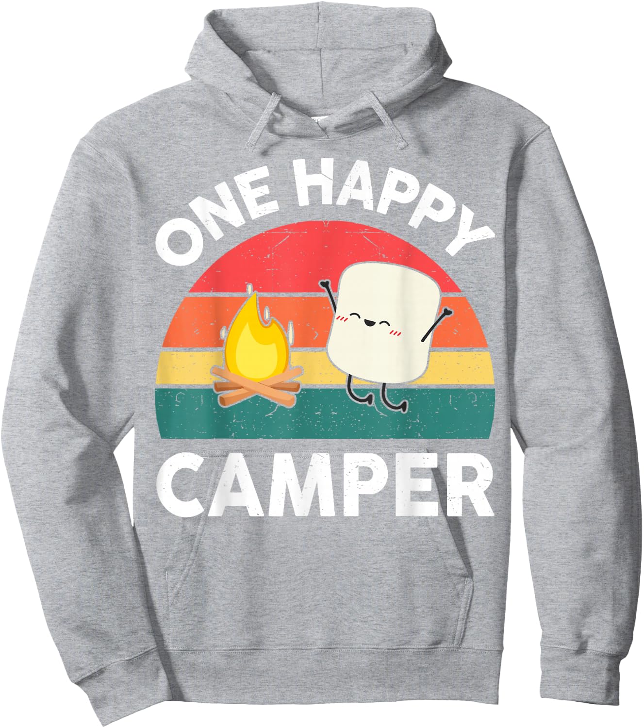 Kids One Happy Camper Toddler Boy Funny Marshmallow Camping Hoodie - Hoodie | Ash