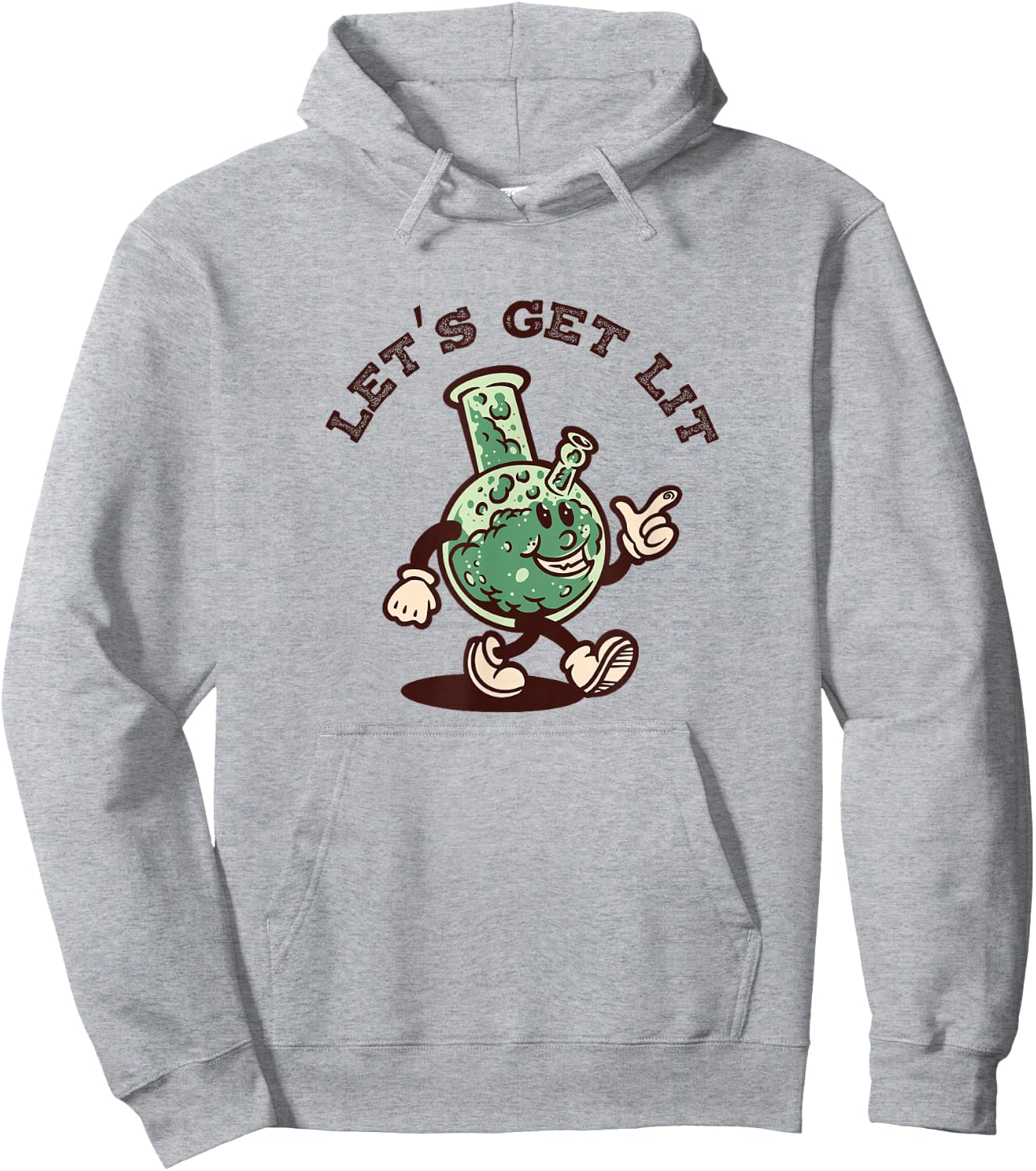 Let's Get Lit - Retro Vintage Cartoon Bong Hoodie - Hoodie | Ash