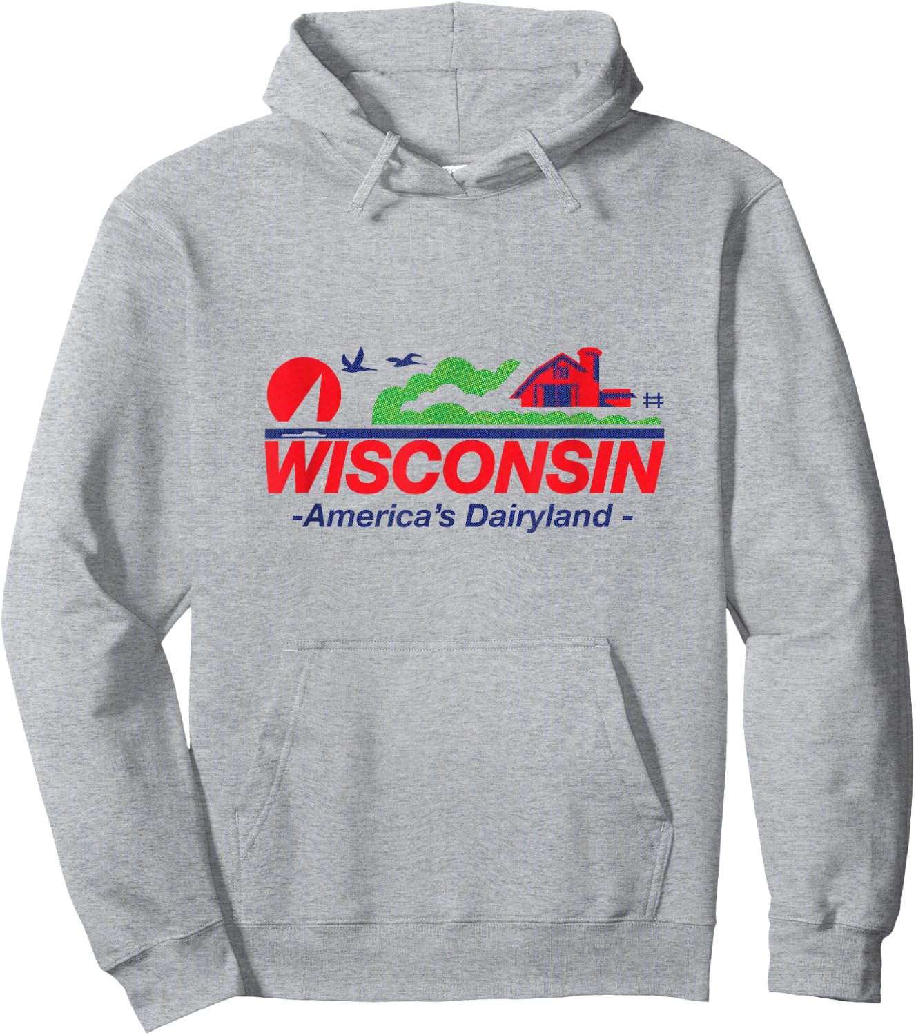 Wisconsin License Plate America's Dairyland Halftone Retro Hoodie - Hoodie | Ash