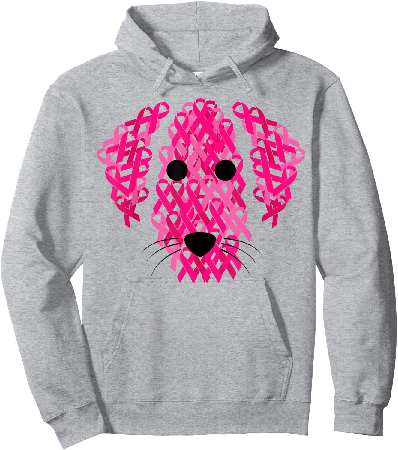 Dog Pink Ribbon Breast Cancer Awarenesss Hoodie - Hoodie | Ash