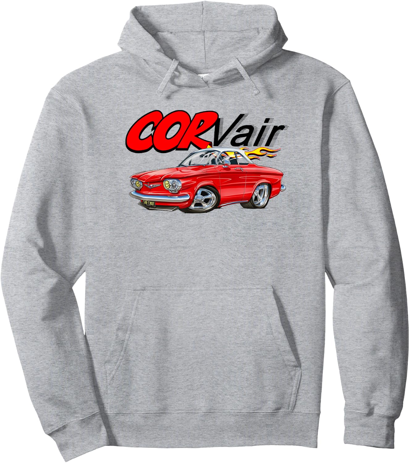 Corvair Cartoon 1960 Monza Coupe Drawing Hoodie - Hoodie | Ash