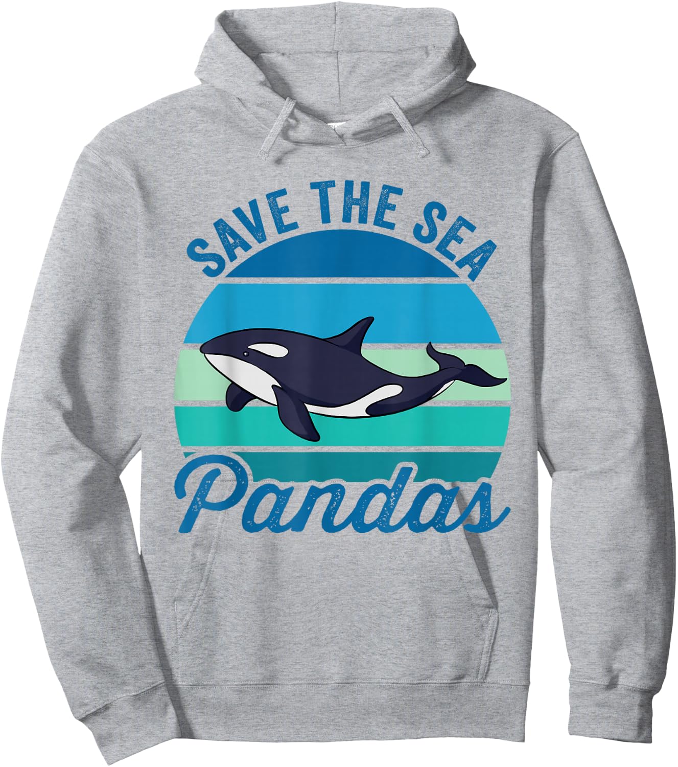 Save The Sea Pandas Cute Vintage Orca Whale Hoodie - Hoodie | Ash
