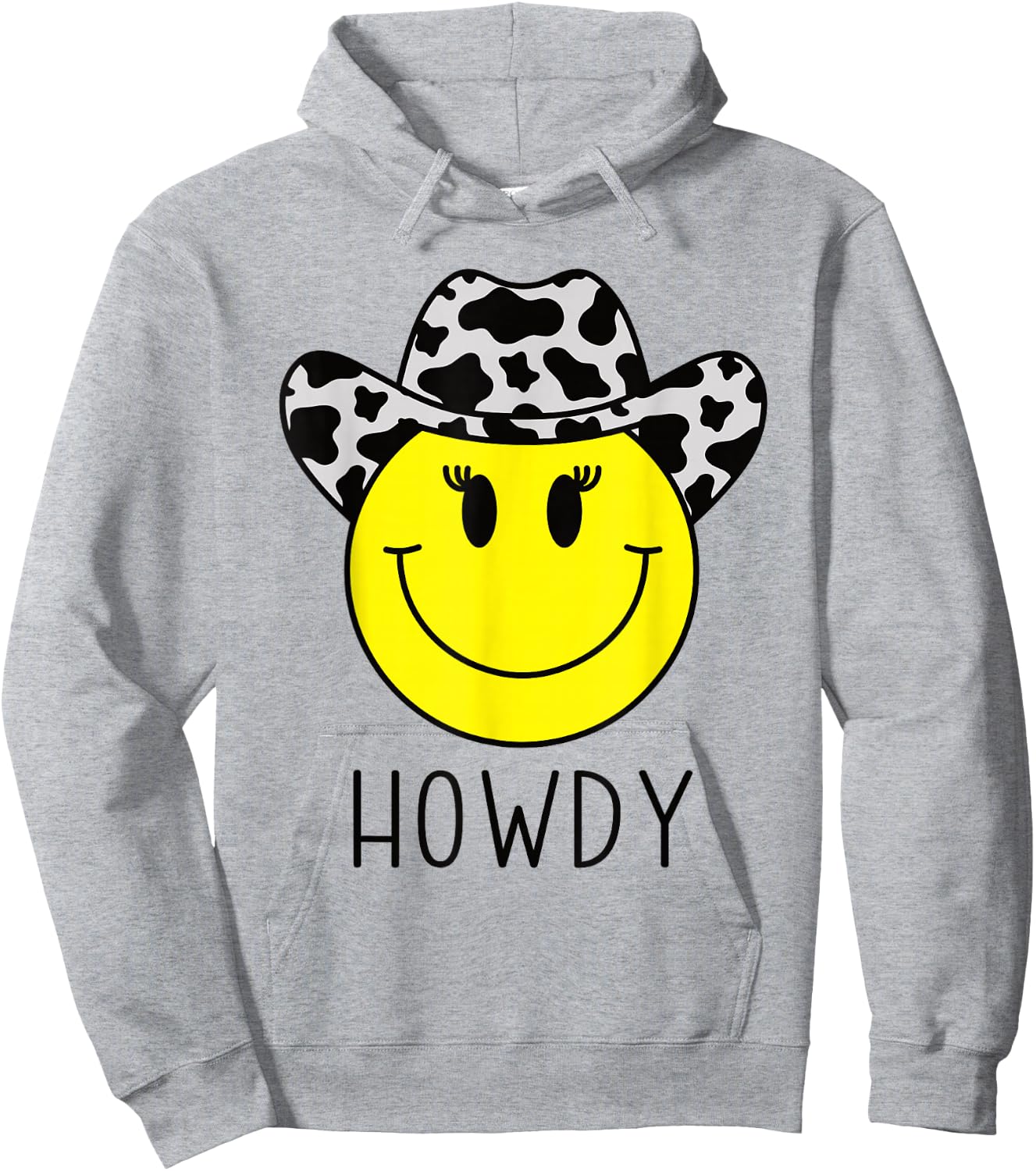 Cute Howdy Western Yellow Happy Smiling Smile Face Cowgirl Hoodie - Hoodie | Ash