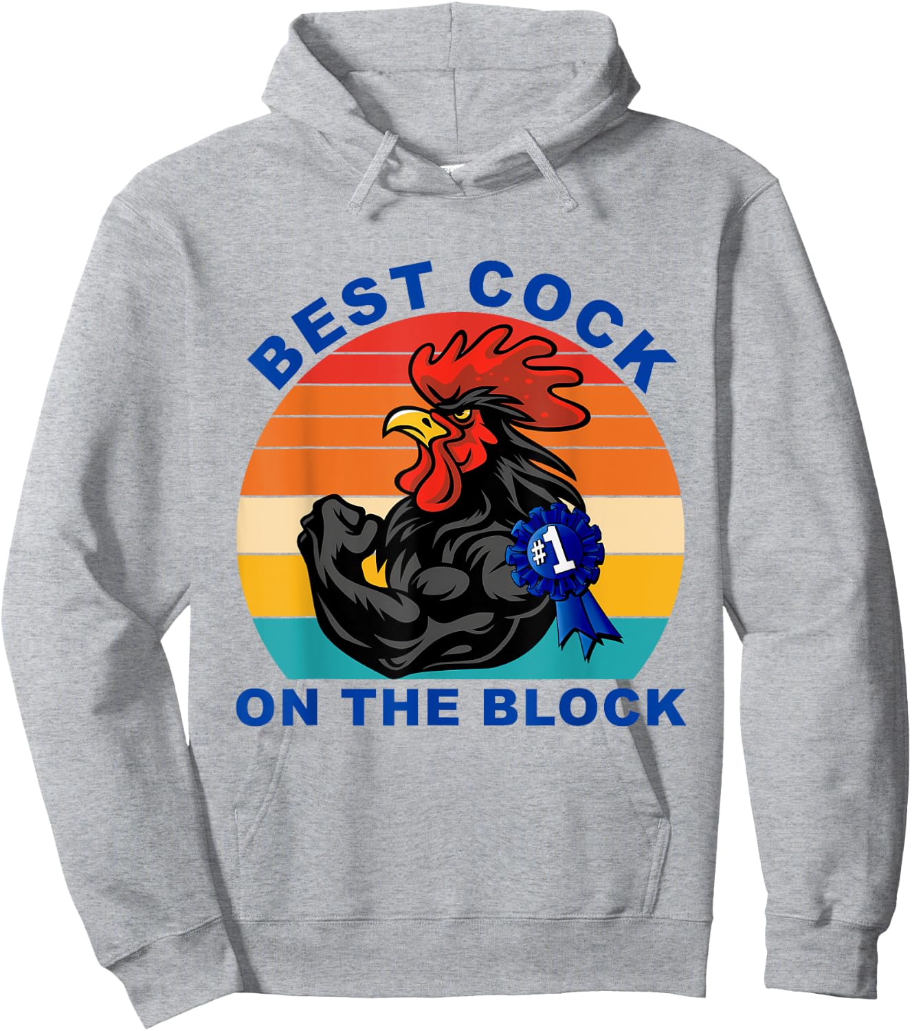 Best Cock On The Block Chicken Vintage Quote Hoodie - Hoodie | Ash