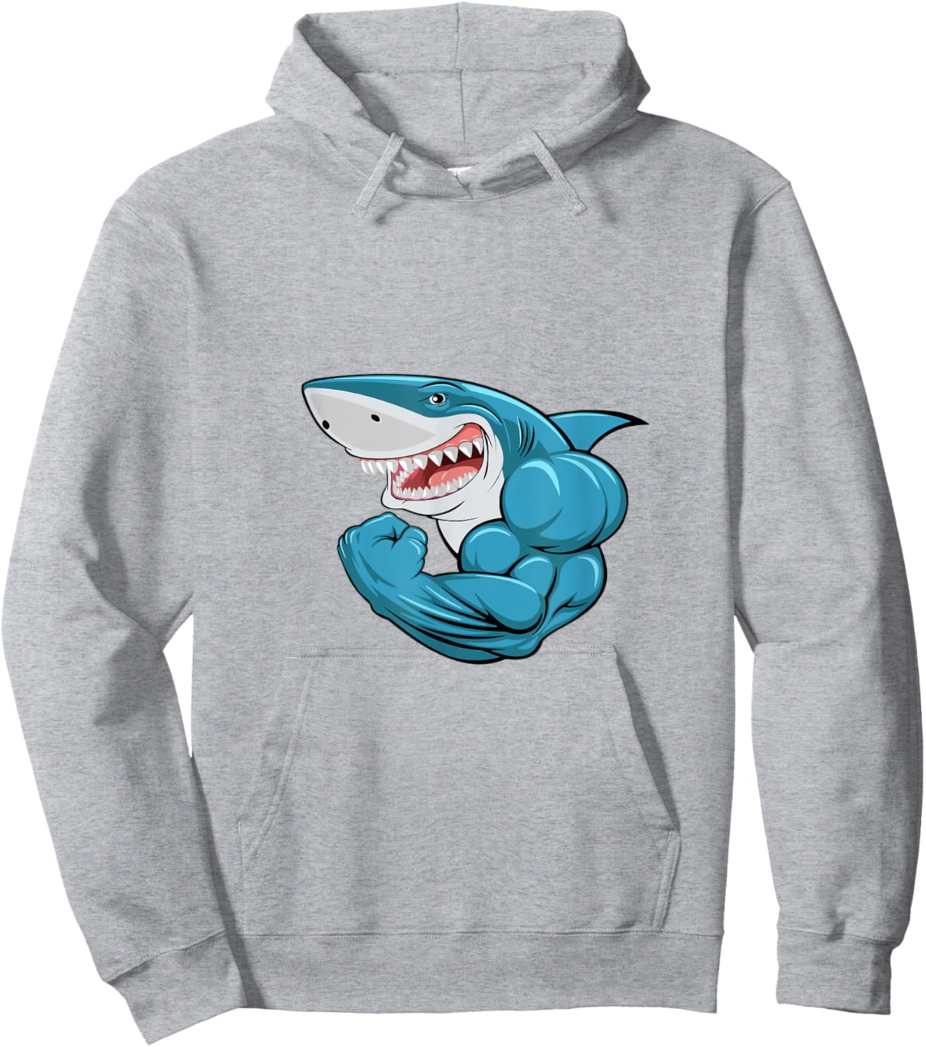 Shark Bodybuilder Bicep Flex Hoodie - Hoodie | Ash