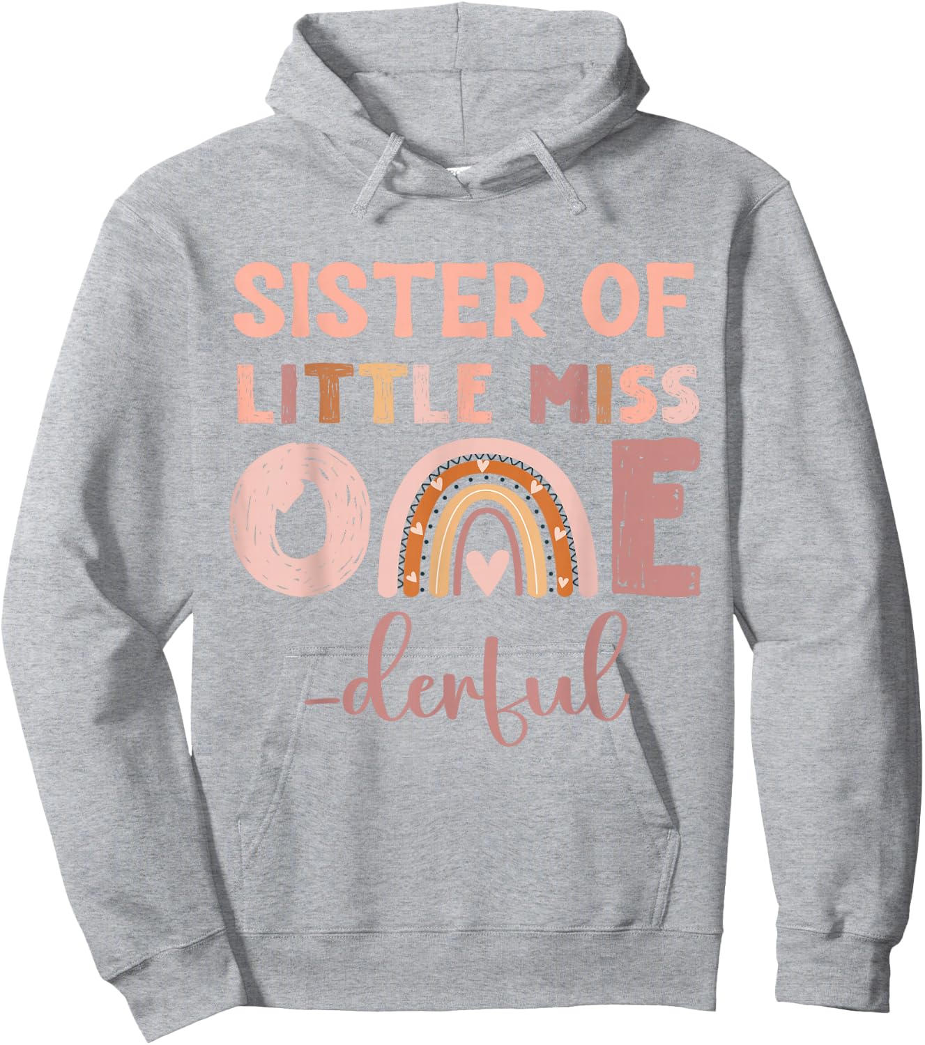 Boho Sister of Miss Onederful 1st Birthday Girl Cute Rainbo Hoodie - Hoodie | Ash