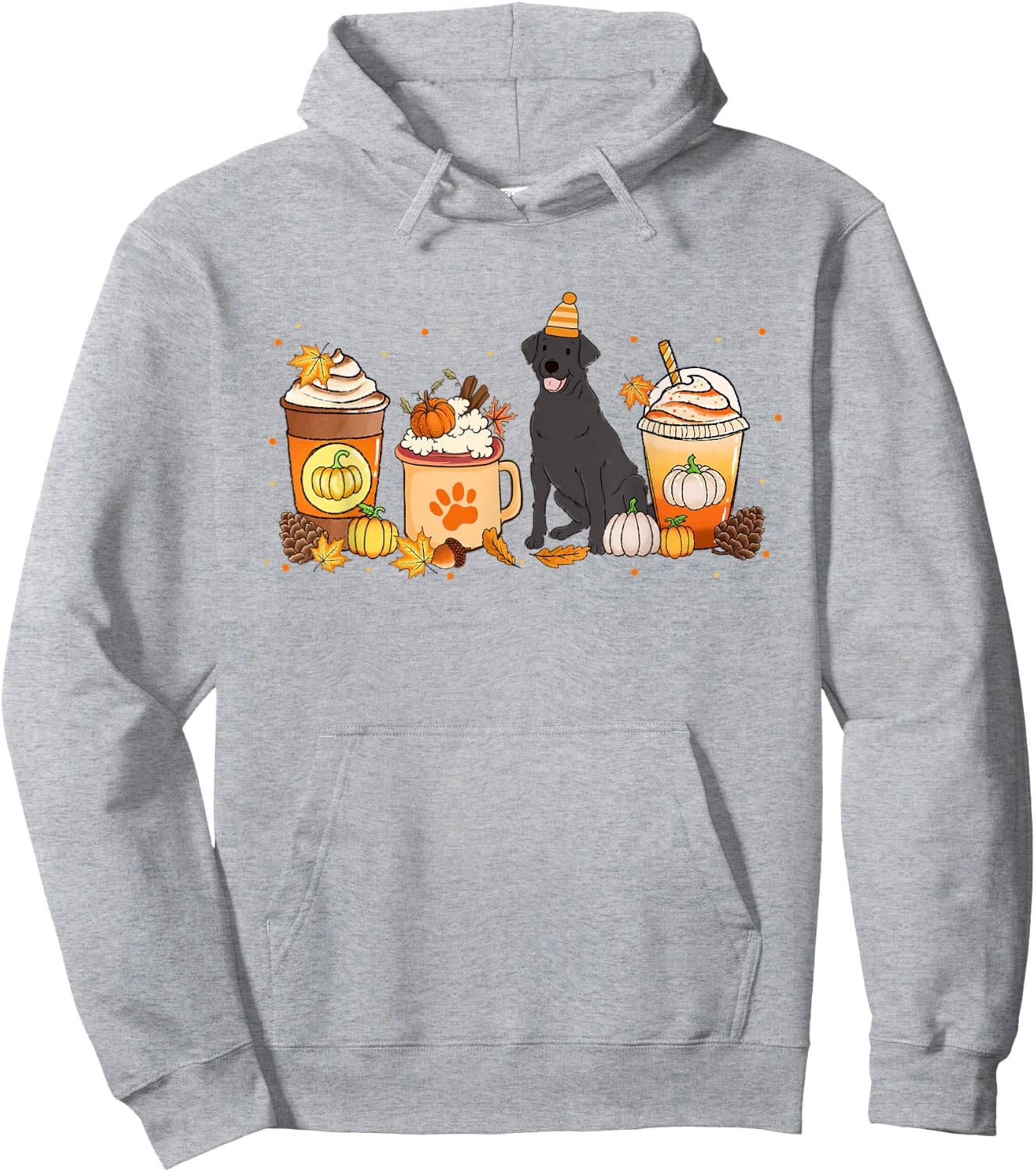 Labrador Retriever Coffee Pumpkin Spice Fall Thanksgiving Hoodie - Hoodie | Ash