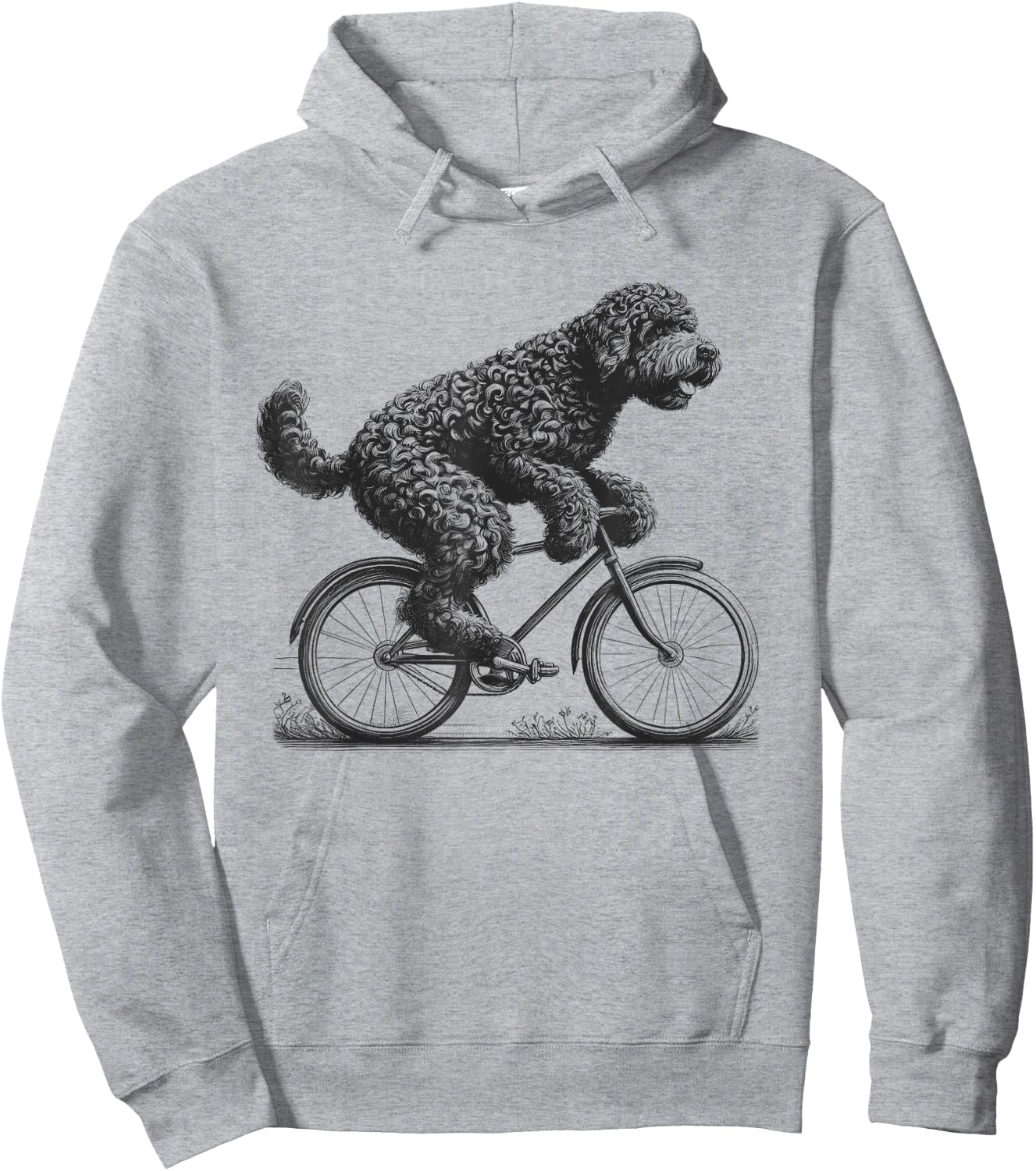 Portuguese Water Dog Riding a Bike Bicycle Biker Cycling Men Women Girls Kids Hoodie - Hoodie | Ash