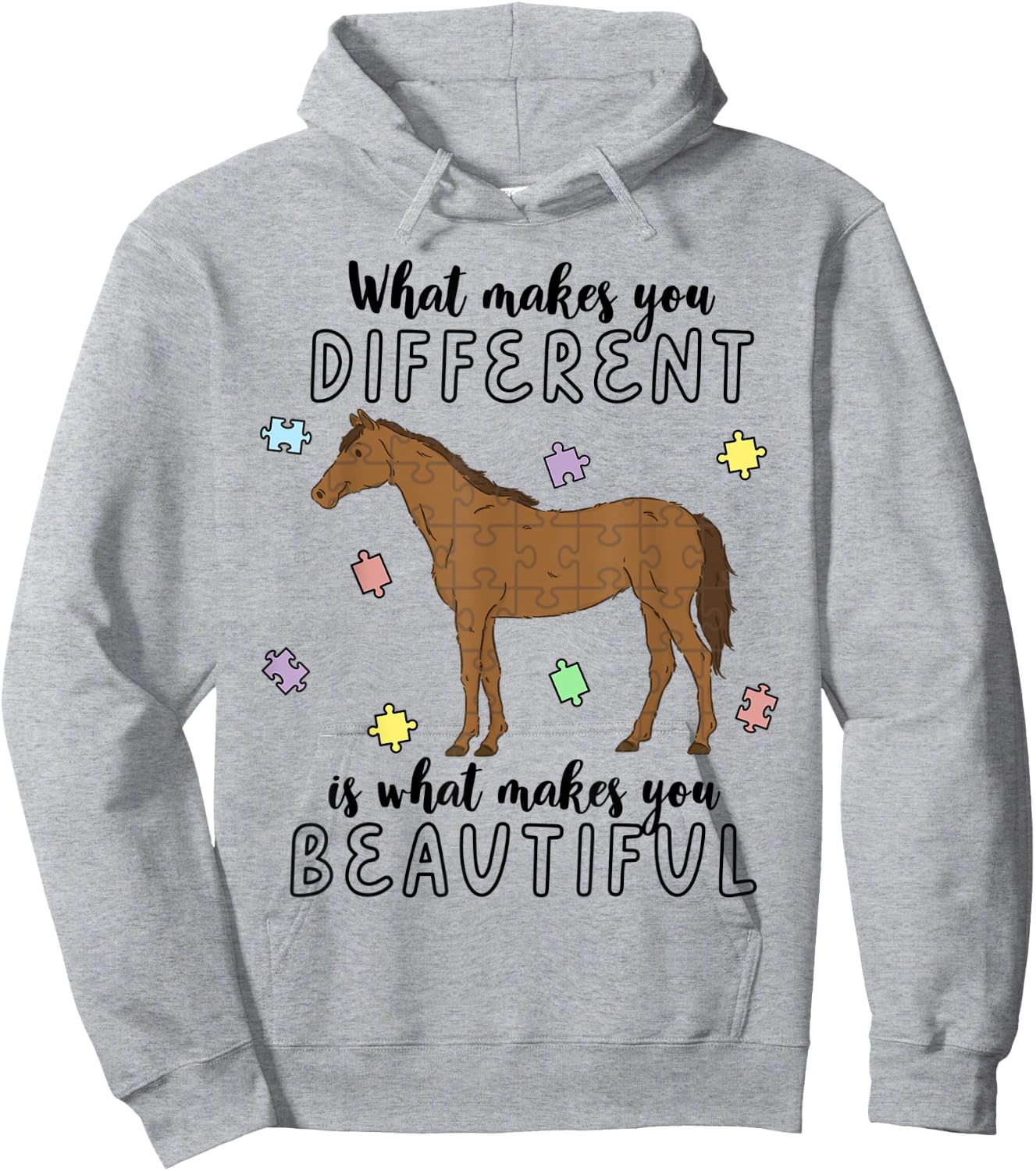 Autism Awareness Month What Makes You Different Horse Hoodie - Hoodie | Ash