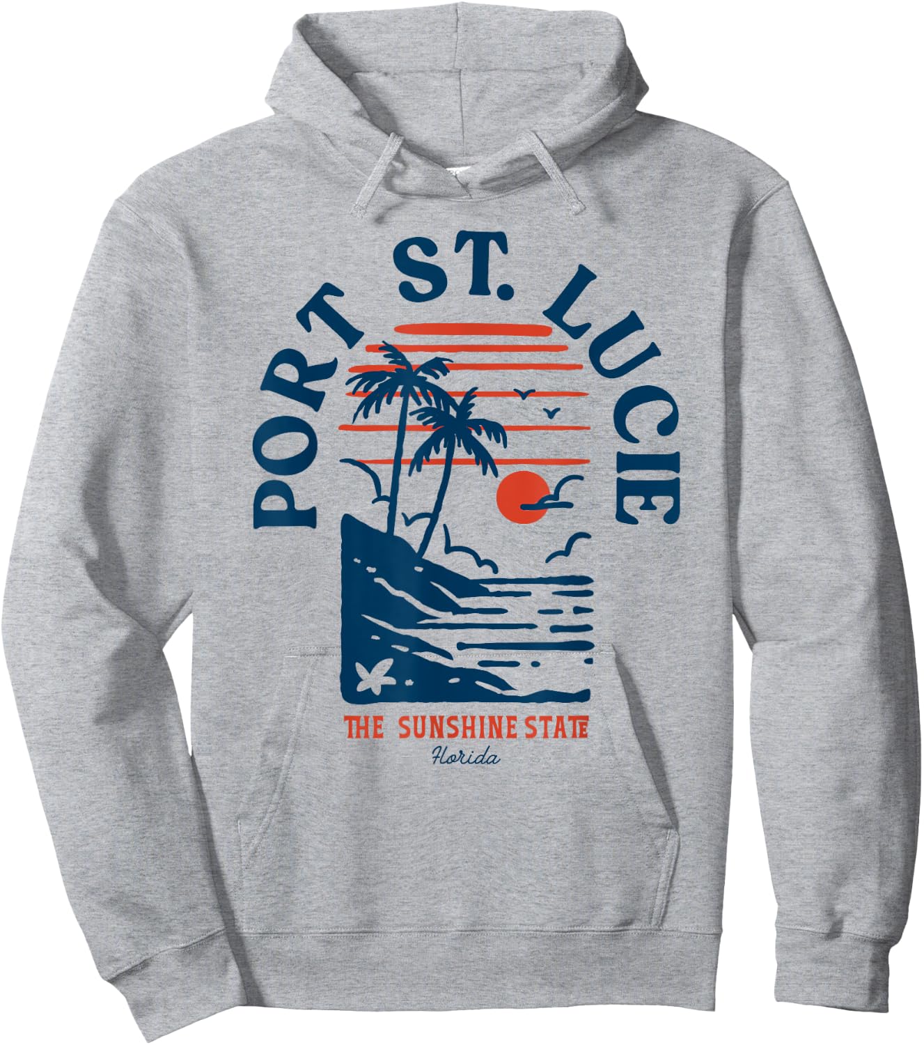 Port St. Lucie Florida Retro Surfer Vintage Beach Hoodie - Hoodie | Ash