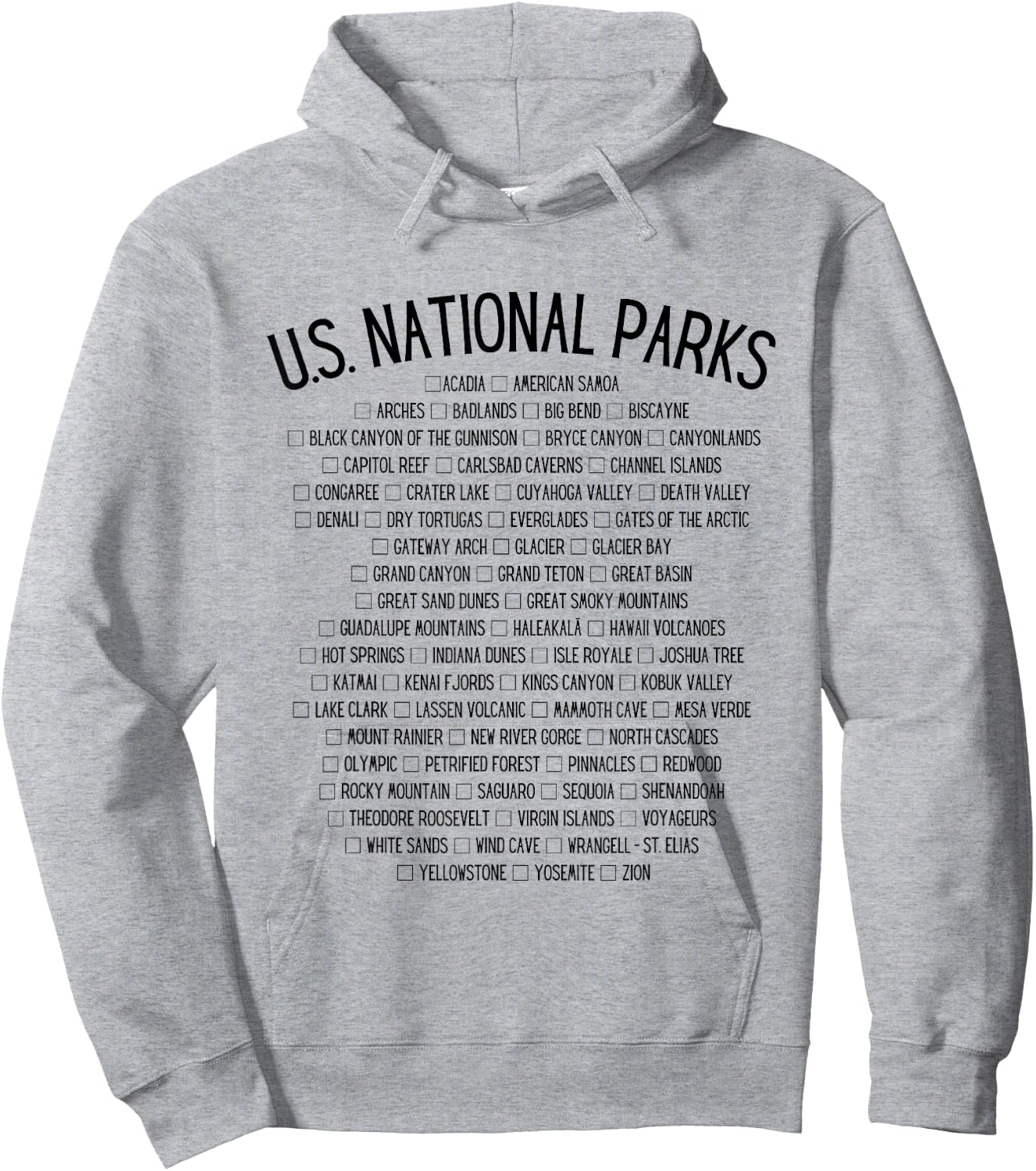 American National Parks Checklist - US National Parks Family Hoodie - Hoodie | Ash