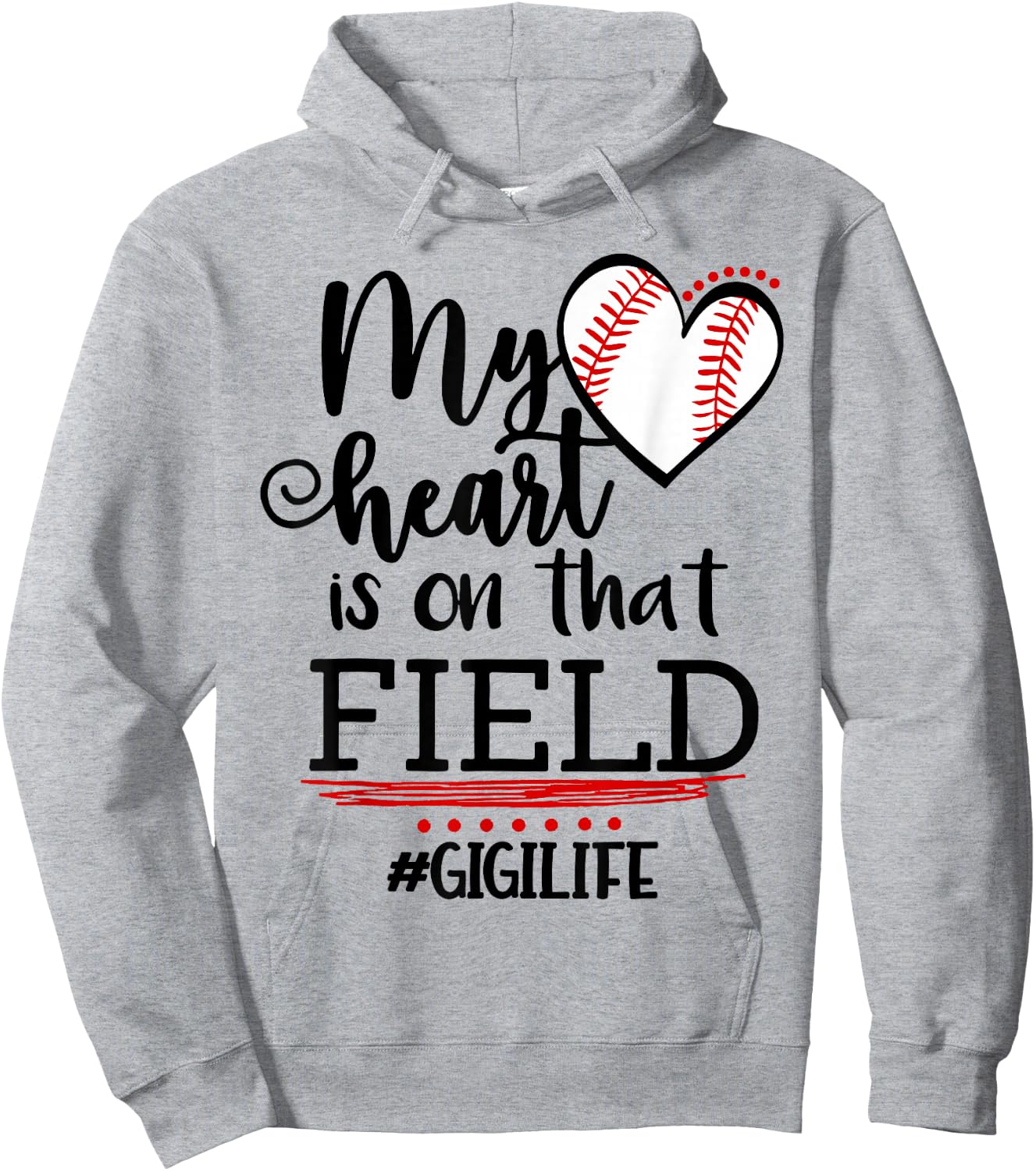 My Heart is on That Field Ballpark Baseball Grandma Gigi Hoodie - Hoodie | Ash