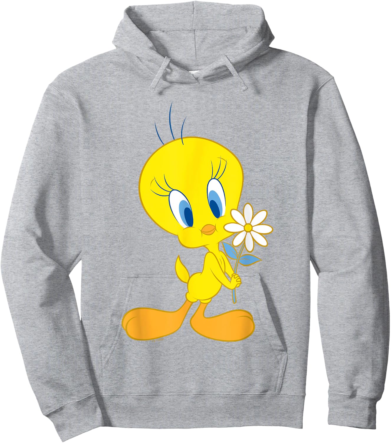 Looney Tunes Cute Tweety Bird Holding A Flower Logo Hoodie - Hoodie | Ash