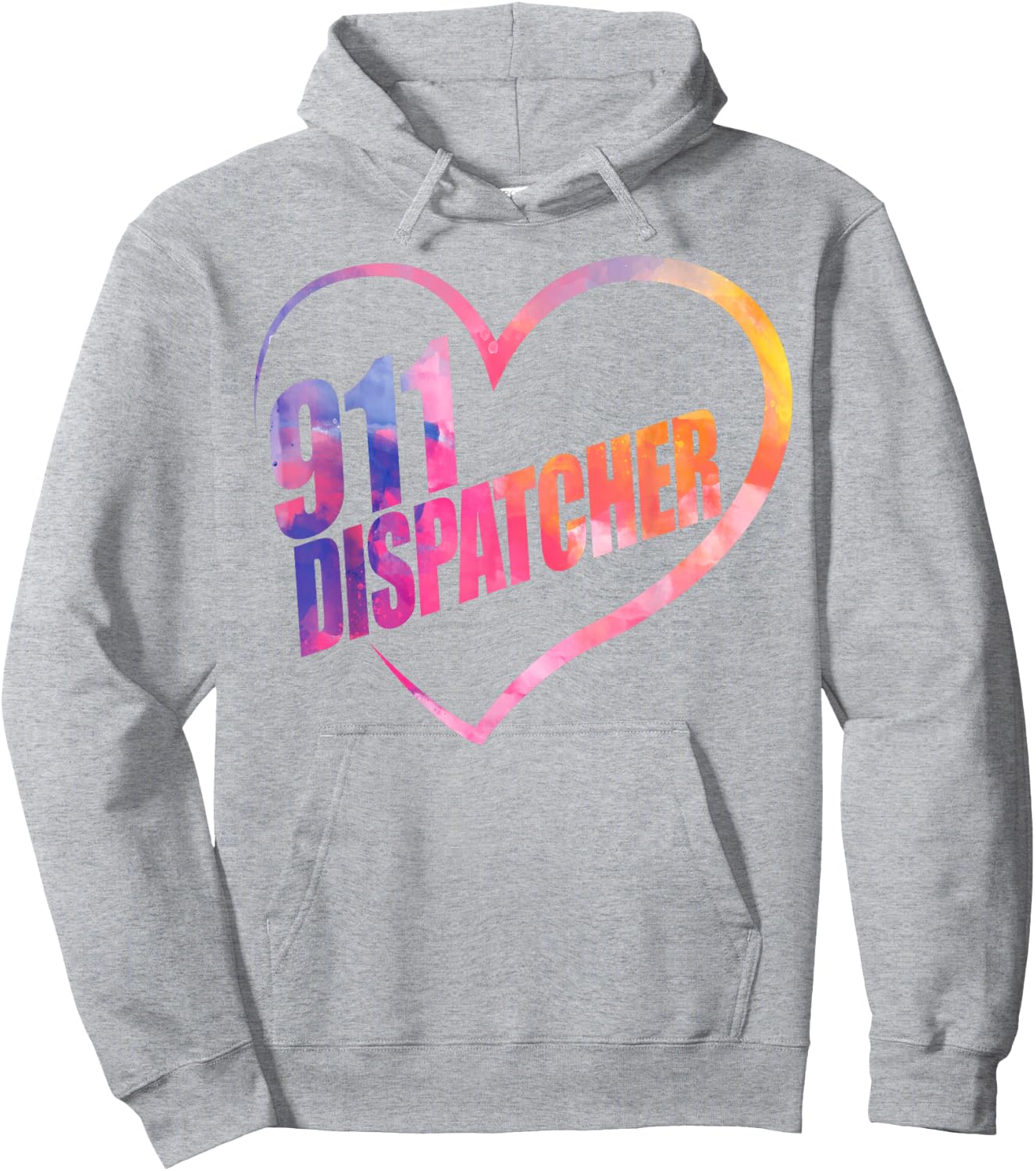 911 Dispatcher Thin Gold Yellow Line Heart 911 Dispatcher Hoodie - Hoodie | Ash