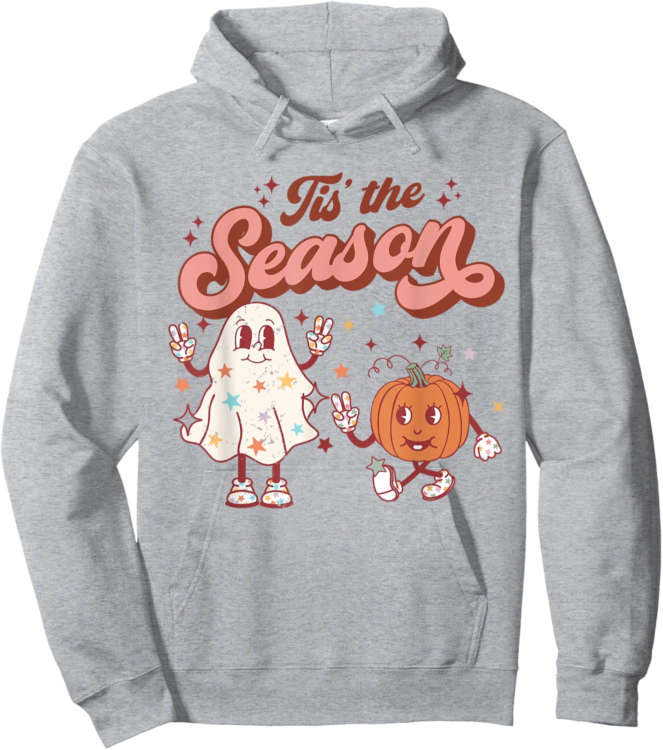 Tis' The Season Retro Halloween Party Funny Ghost Pumpkin Hoodie - Hoodie | Ash