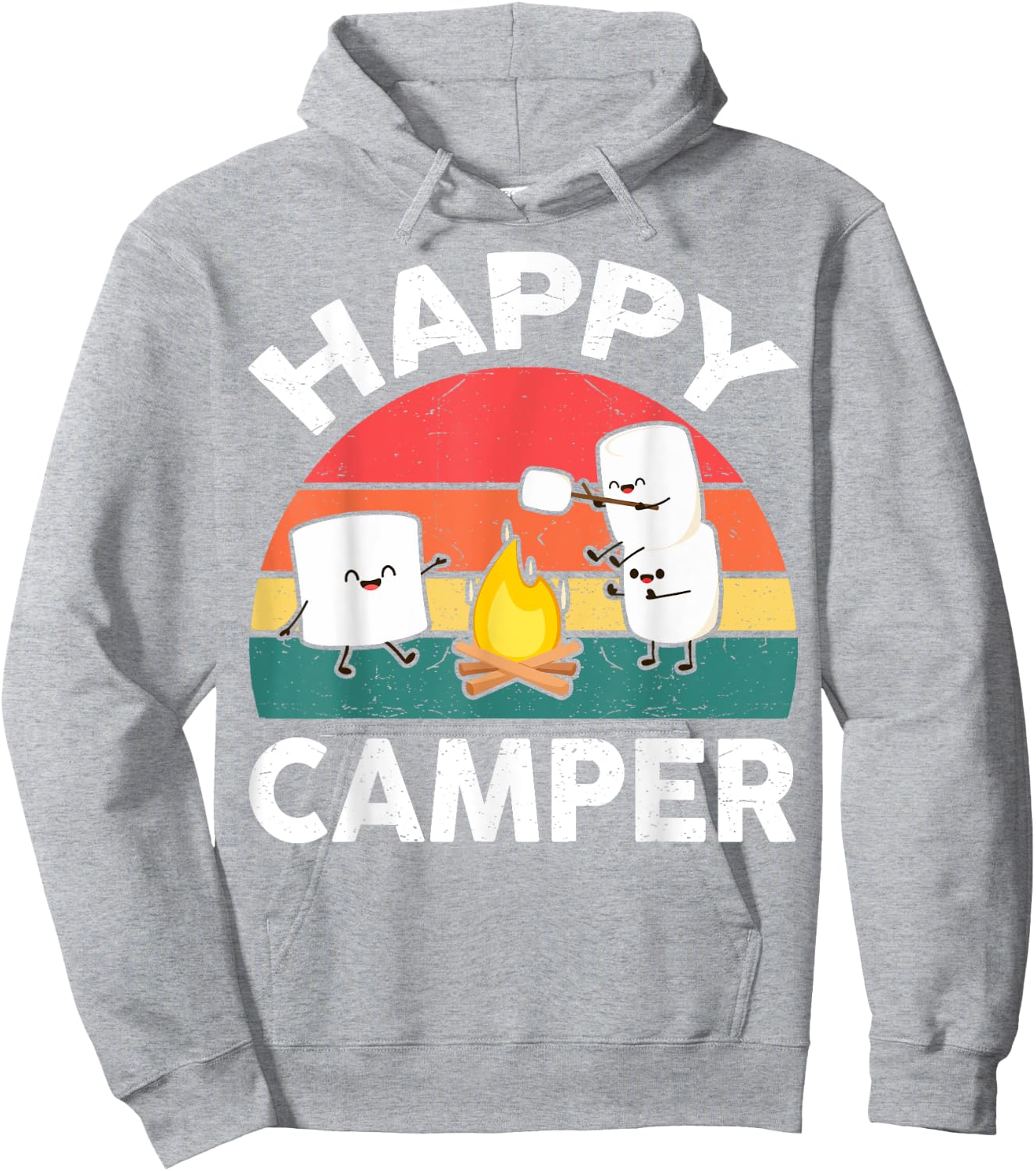 Funny Happy Camper Kids Boy Girl Toddler Marshmallow Camping Hoodie - Hoodie | Ash