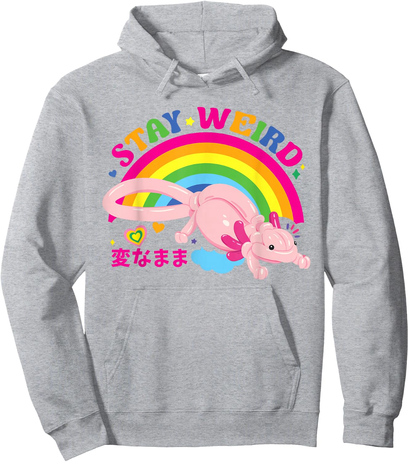 Kidcore Clothes Balloon Axolotl Aesthetic Decora Stay Weird Hoodie - Hoodie | Ash