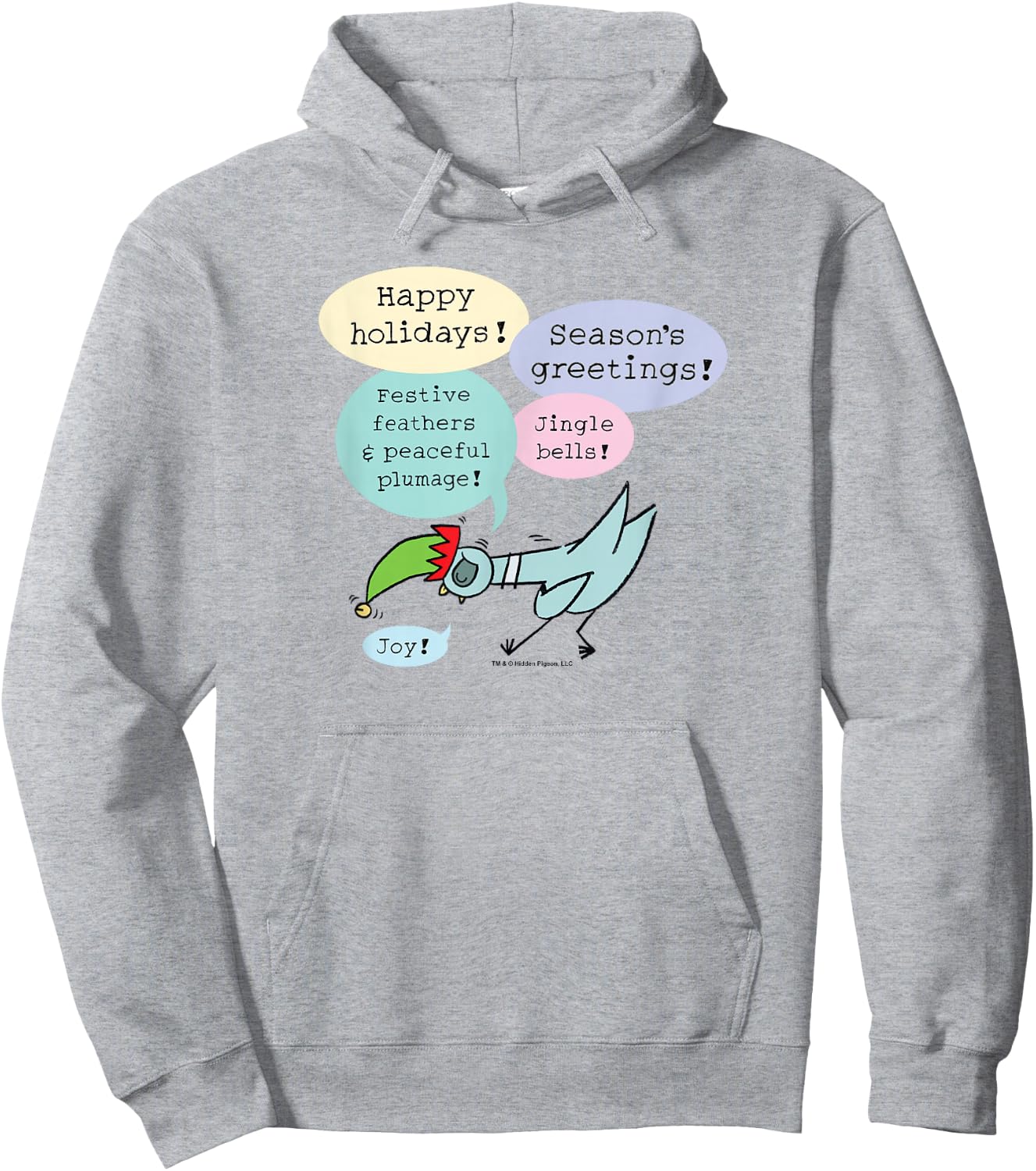 The Pigeon Seasons Greetings Christmas Pigeon Hoodie - Hoodie | Ash