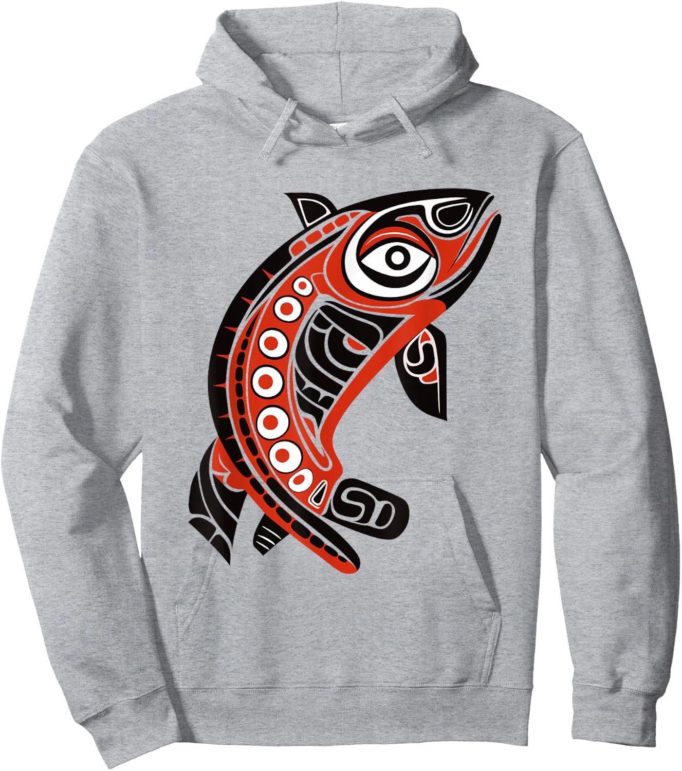 Native American Pacific Northwest Coast Art Tribal Salmon Hoodie - Hoodie | Ash