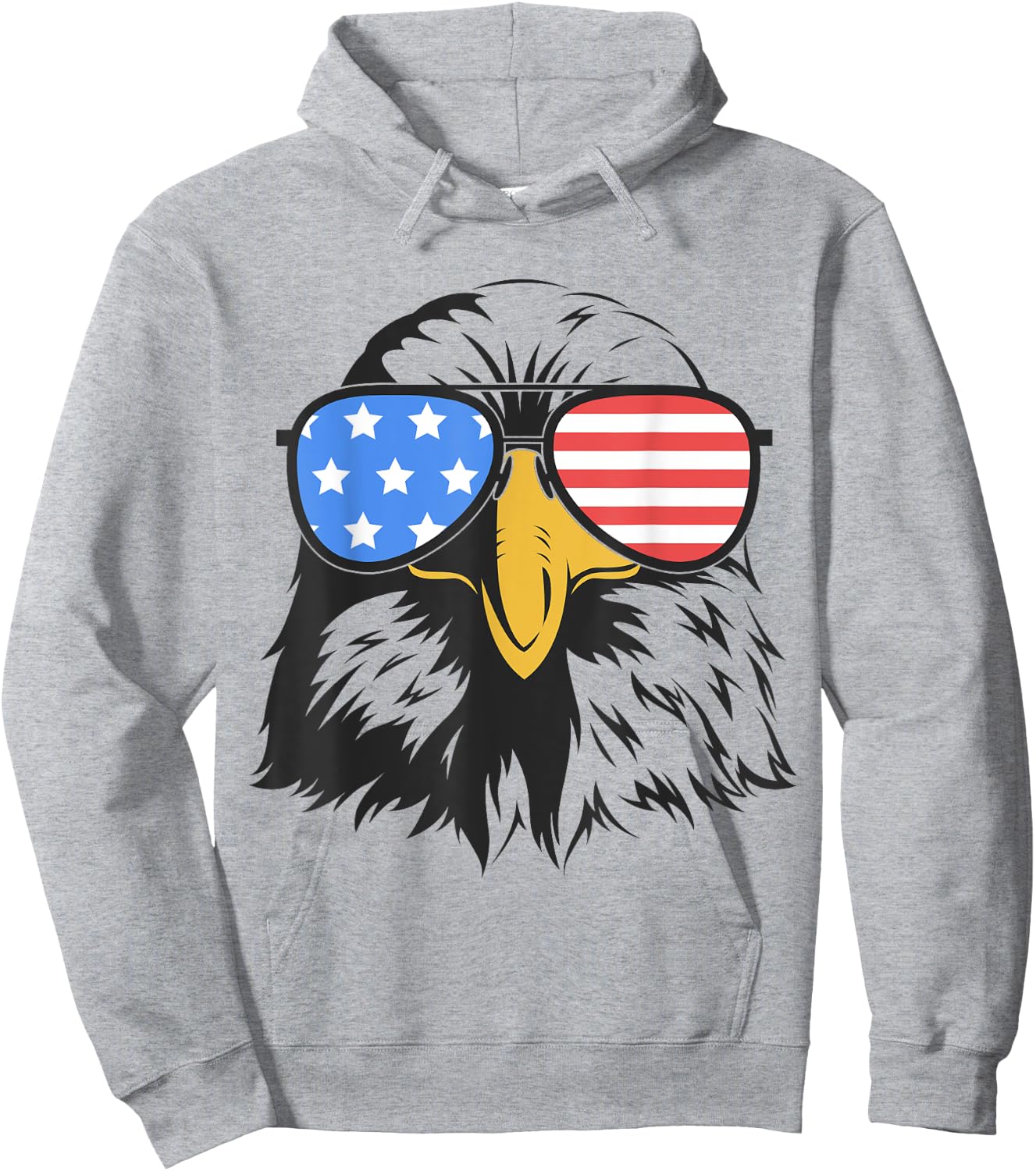 4th of July Bald Eagle in Sunglasses American Flag Freedom Kids Men Hoodie - Hoodie | Ash