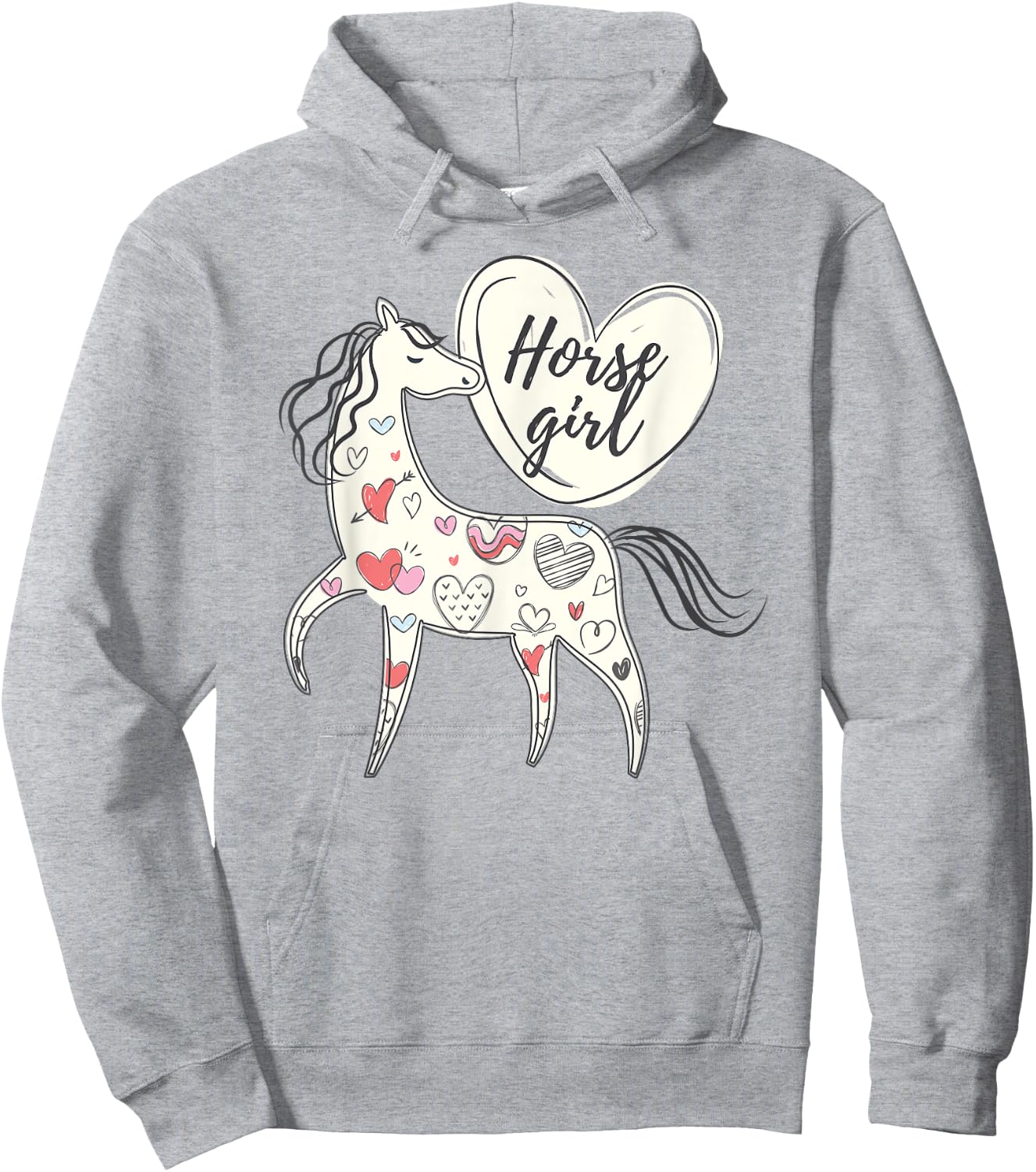 Horse girl horse lover big loveheart pretty heart cool girls Hoodie - Hoodie | Ash
