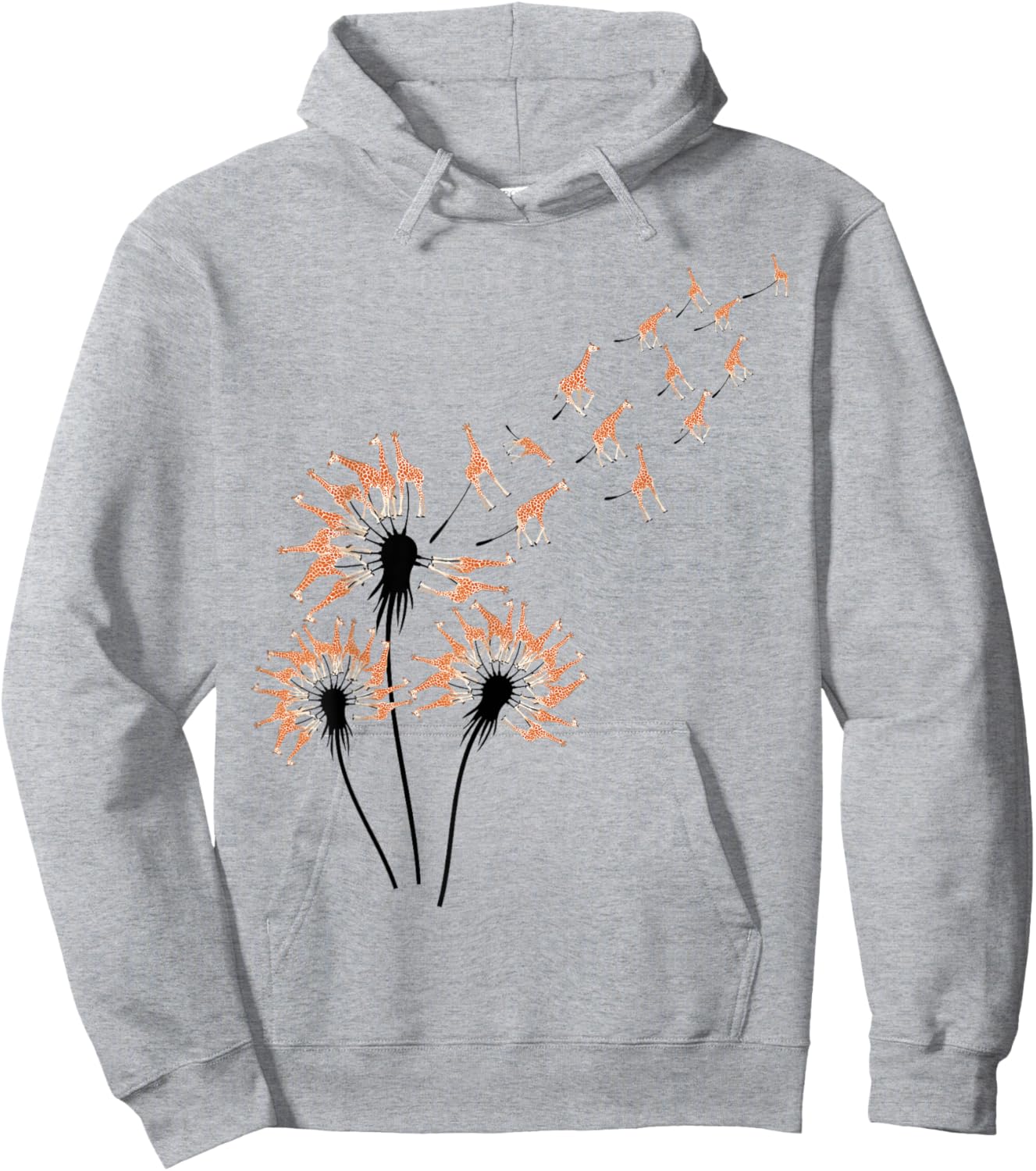 Dandelion Giraffes for Giraffe Lover | Giraffe Hoodie - Hoodie | Ash