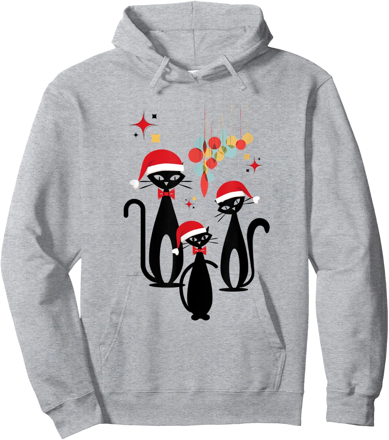 Funny Christmas Retro Mid Century Modern Cat Cool Women's Hoodie - Hoodie | Ash