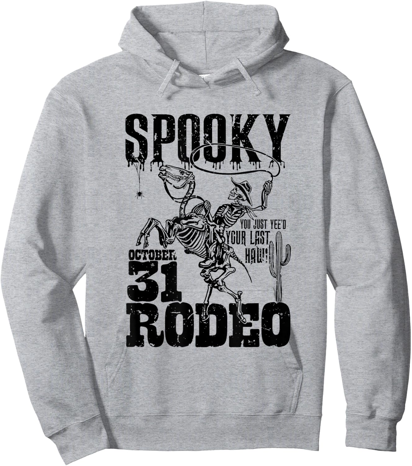 Spooky Hollow Rodeo Western Skeleton Cowboy Halloween Hoodie - Hoodie | Ash