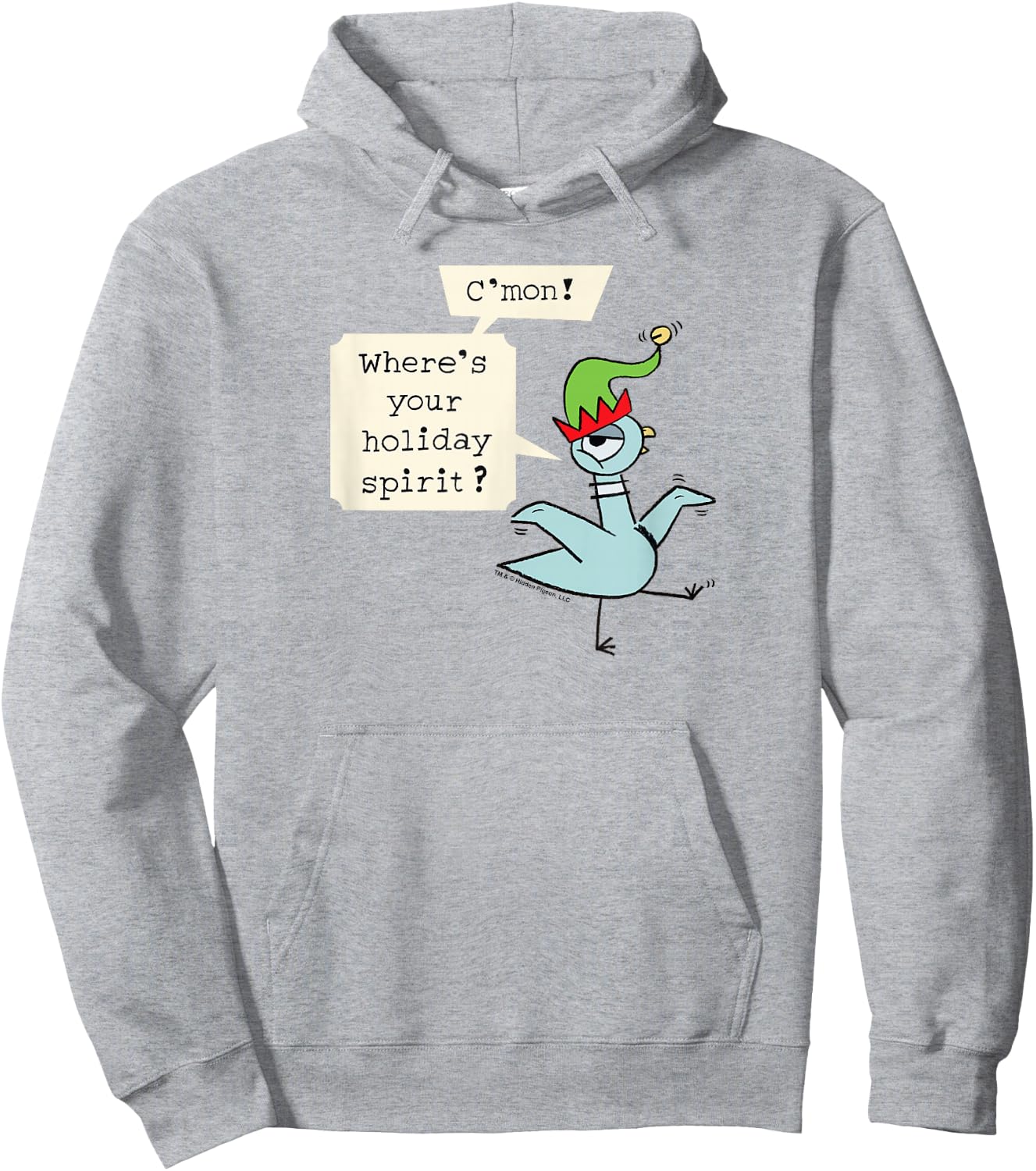 The Pigeon Holiday Spirit Christmas Pigeon Hoodie - Hoodie | Ash
