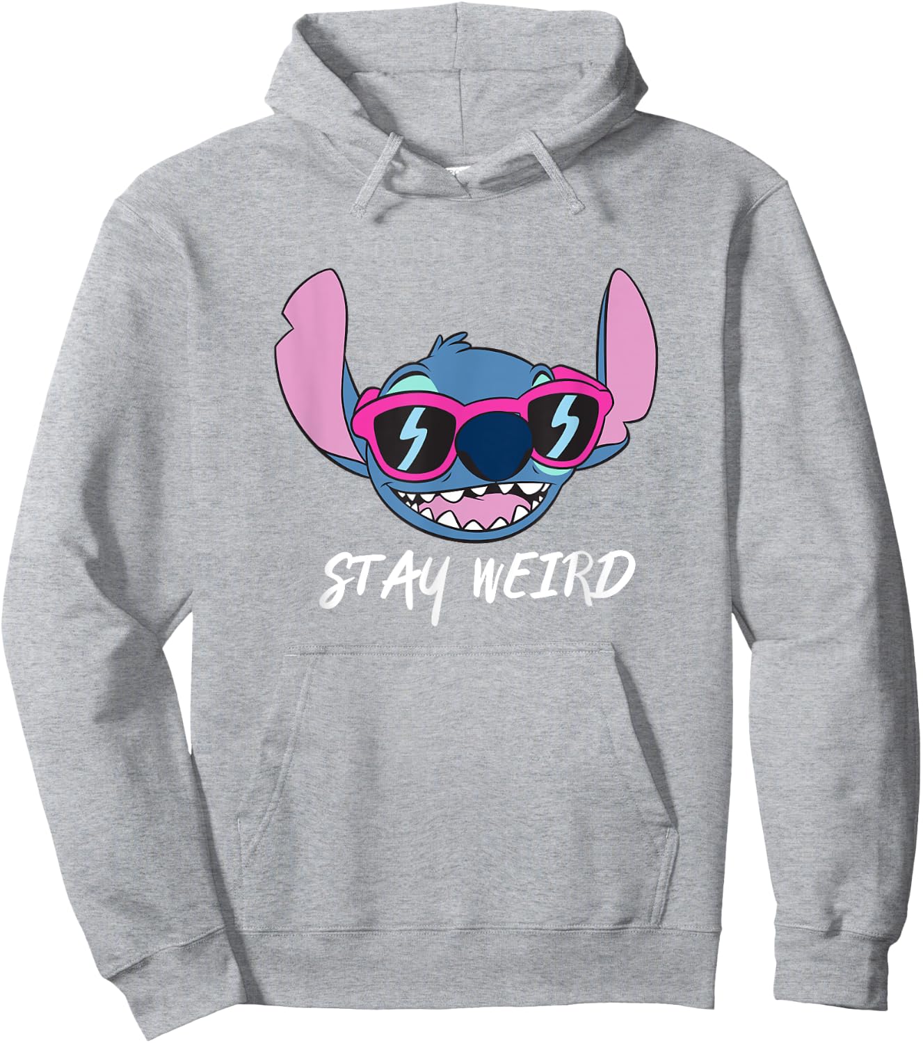 Disney Lilo & Stitch Stay Weird Stitch Cool Vibe Face Logo Hoodie - Hoodie | Ash