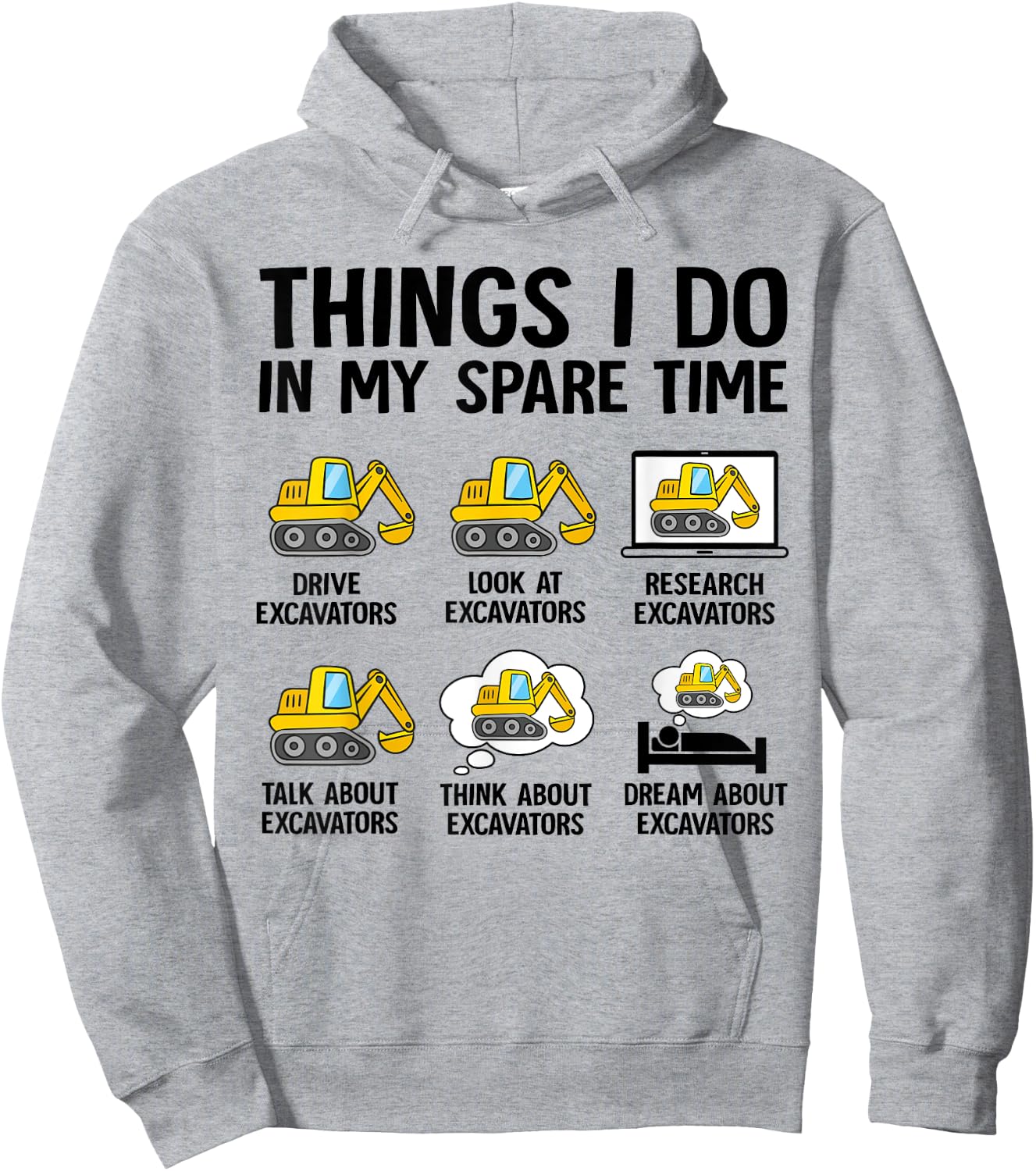 Things I Do In My Spare Time Excavator Construction Boy Kids Hoodie - Hoodie | Ash