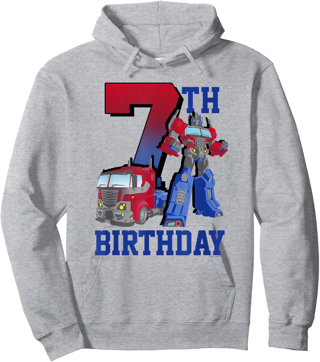 Transformers Optimus Prime 7th Birthday Gradient Fill Poster Hoodie - Hoodie | Ash