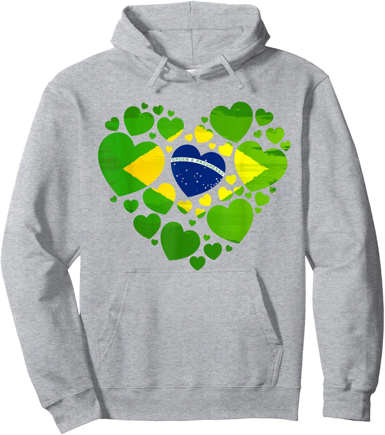 Brazilian Flag Heart Idea & Brazil Flag Heritage Hoodie - Hoodie | Ash