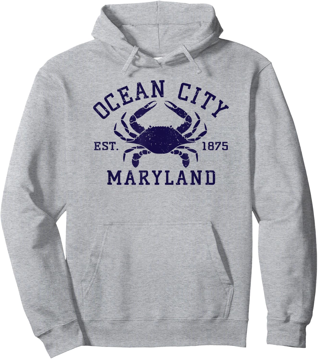 Ocean City Maryland Crab Souvenir Retro Throwback Men Women Hoodie - Hoodie | Ash