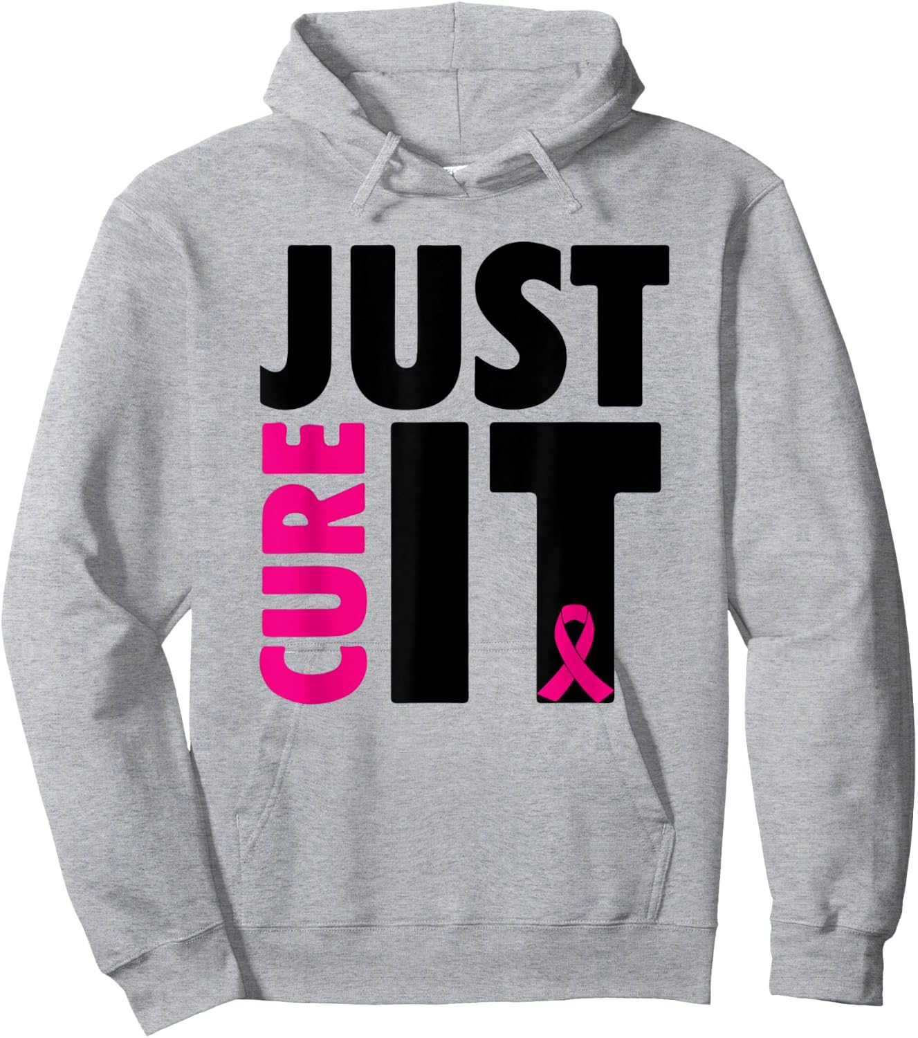 Just Cure It Breast Cancer Awareness Hoodie - Hoodie | Ash
