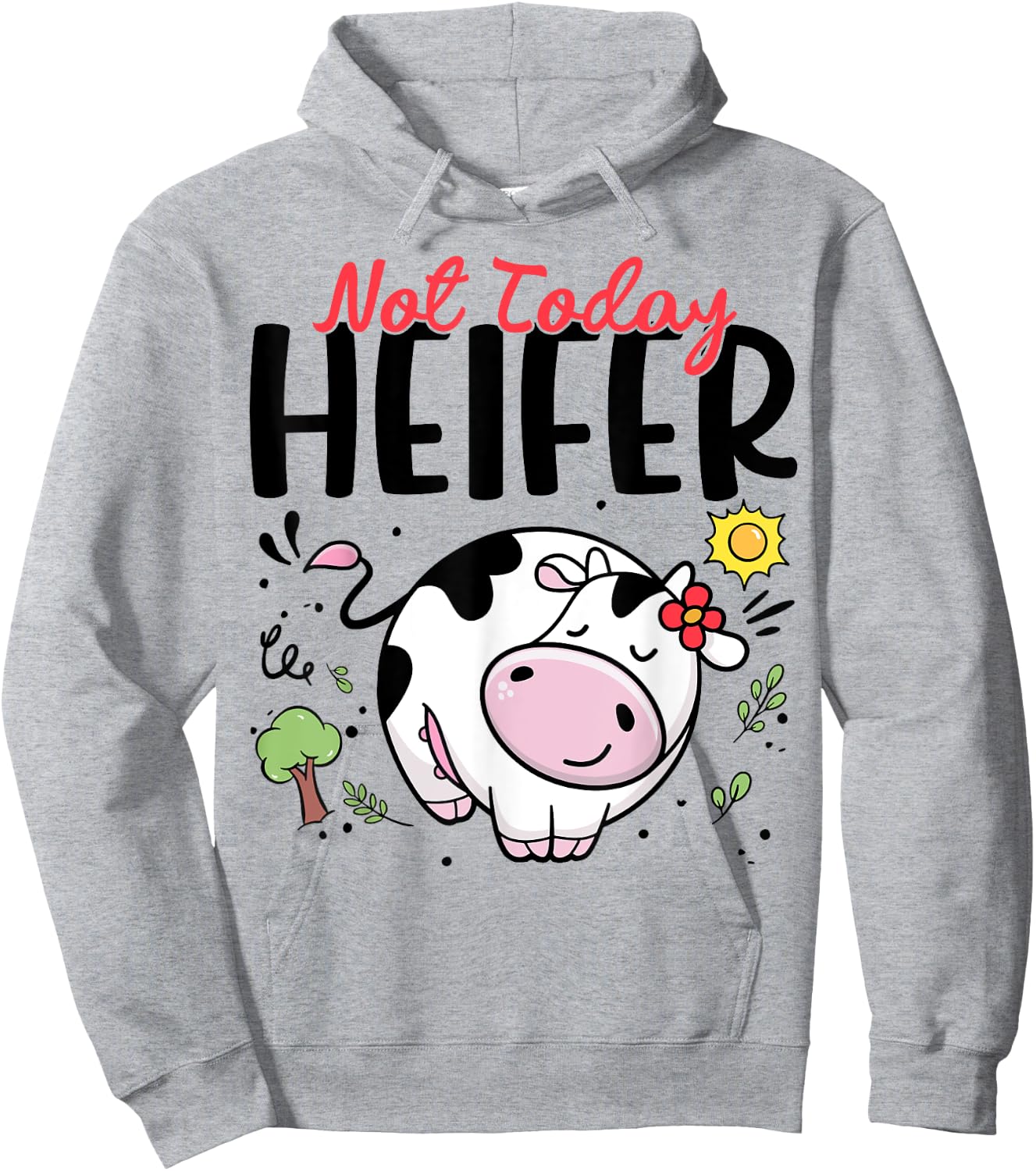 Cute Cow-Shirt Not Today Heifer Women Girl Toddler Outfit Hoodie - Hoodie | Ash