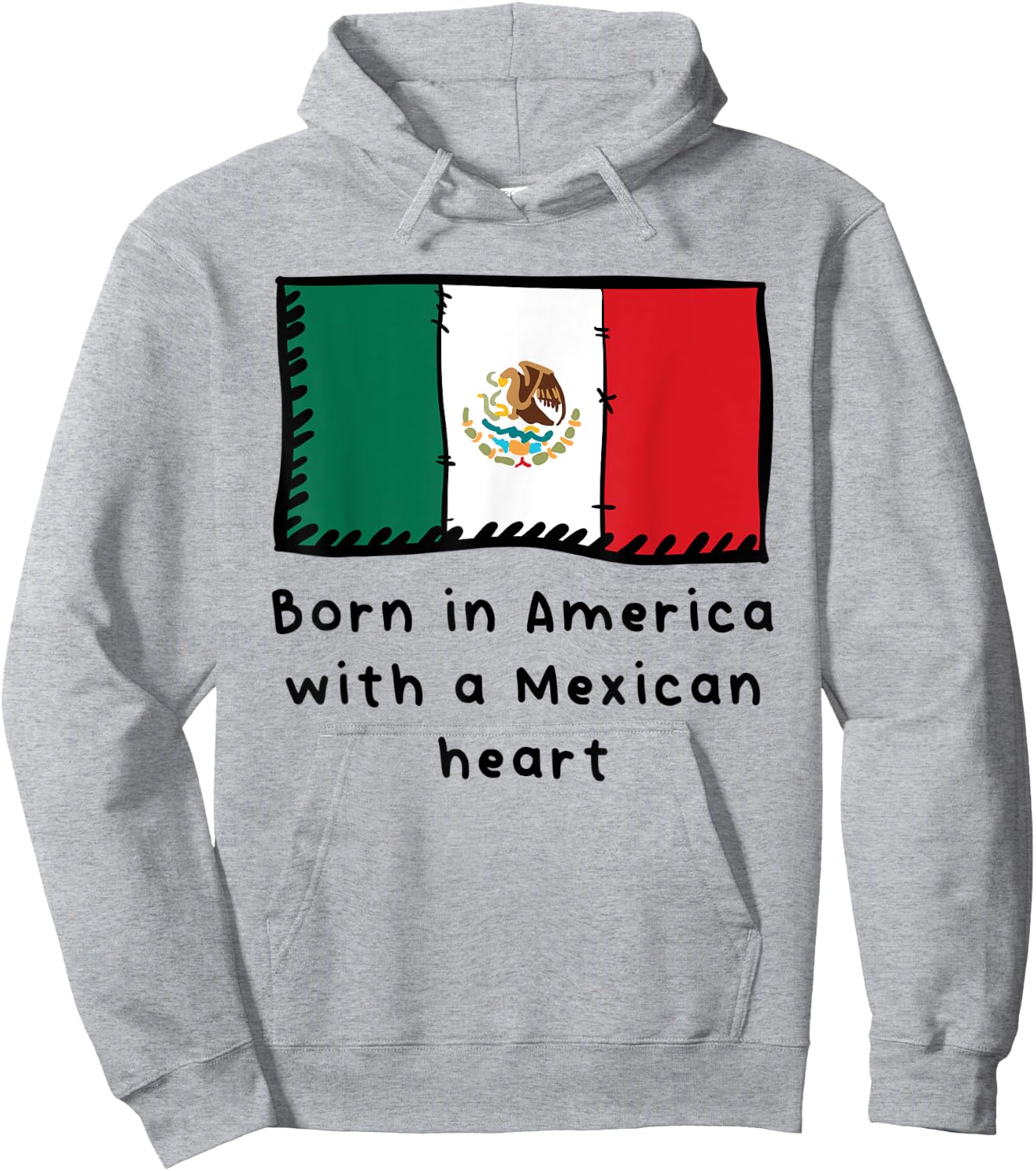 Born In America With A Mexican Heart Cute Mexico Flag Hoodie - Hoodie | Ash