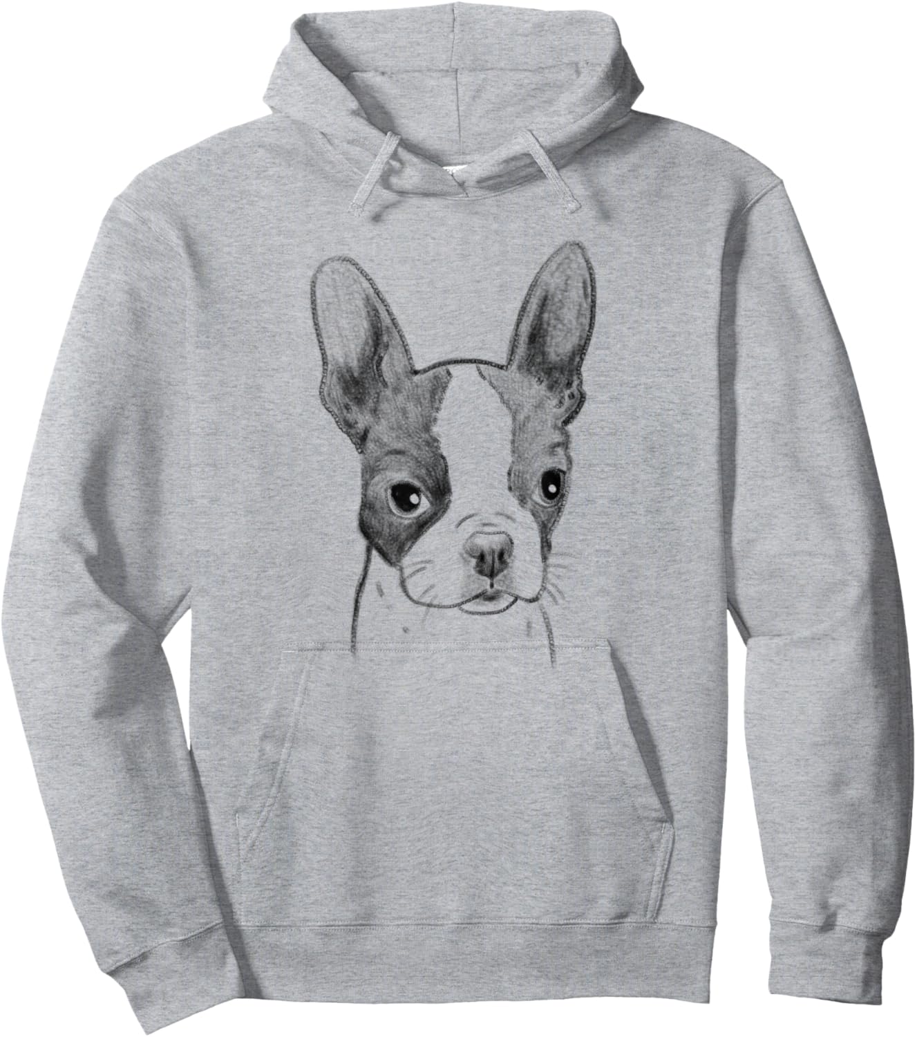 Boston Terrier Sketch, Boston Terrier Lover, Dog Sketch Hoodie - Hoodie | Ash