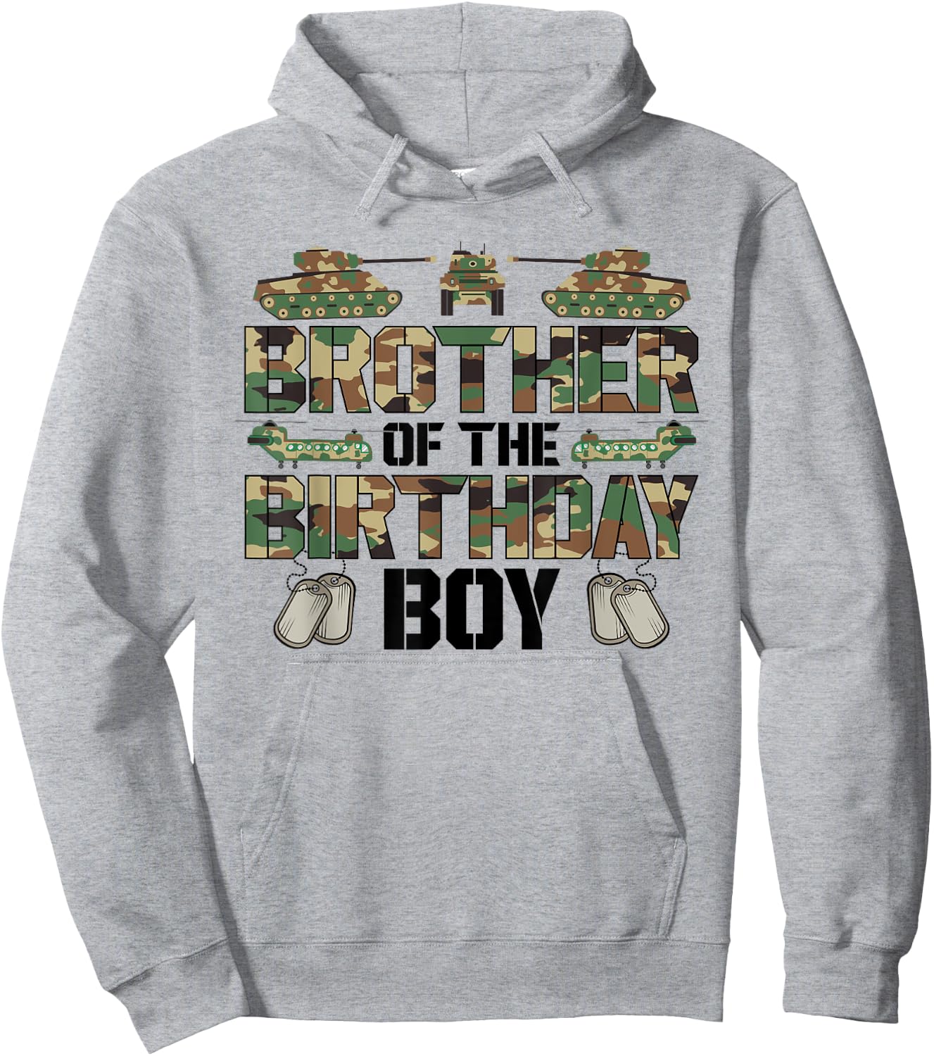 Brother Of The Birthday Boy Military Matching Army Theme Hoodie - Hoodie | Ash