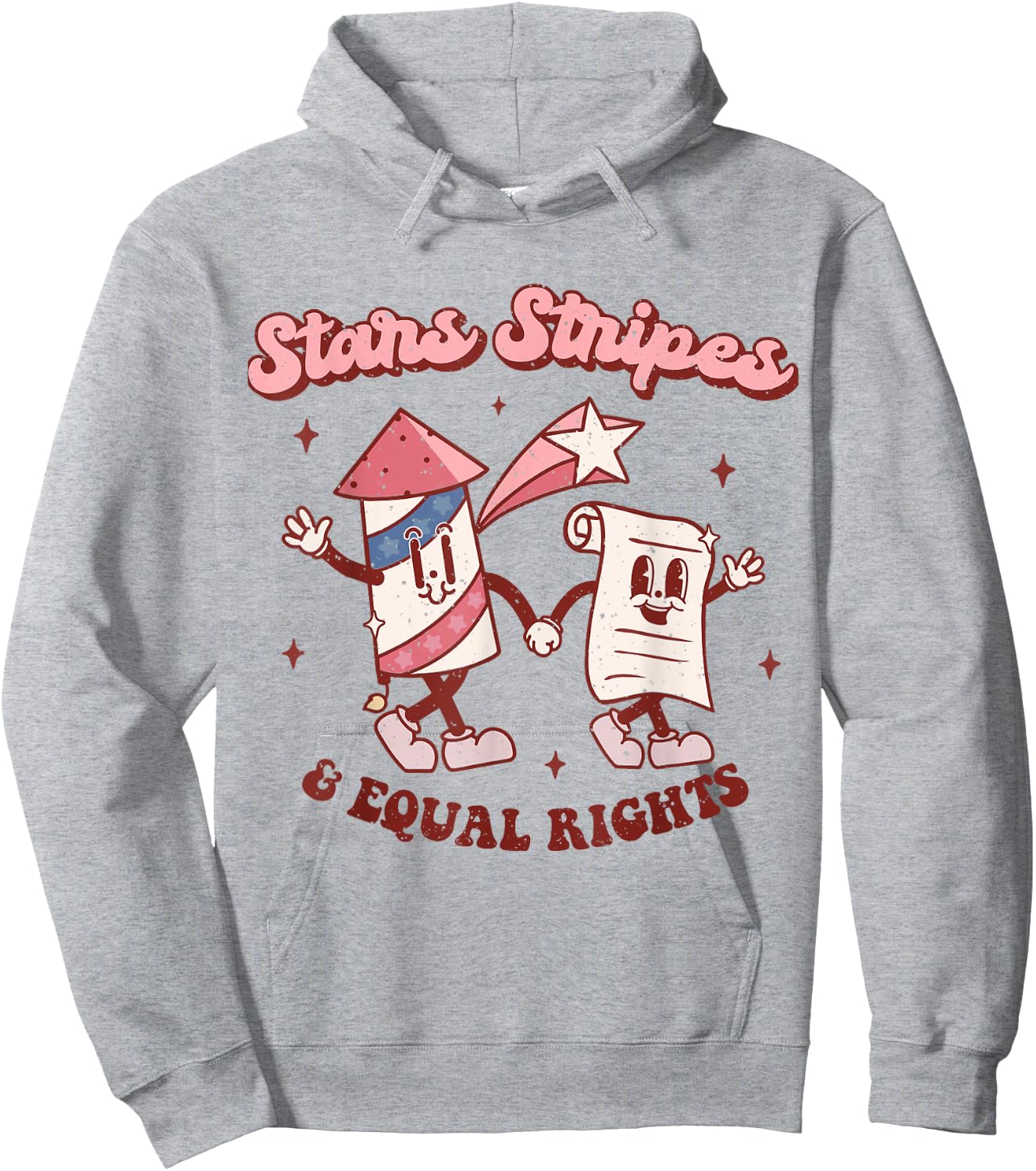 Stars Stripes & Equal Rights 4th Of July Retro Groovy Women Hoodie - Hoodie | Ash