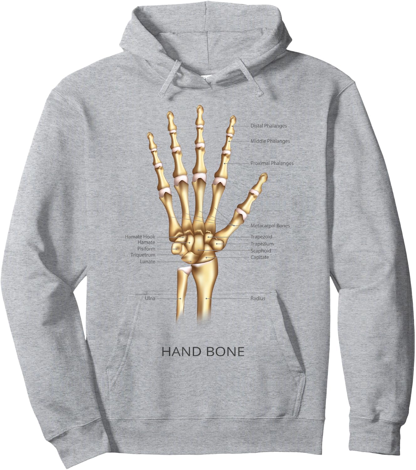 Funny Anatomy Hand Bone Human Anatomical Science Education Hoodie - Hoodie | Ash