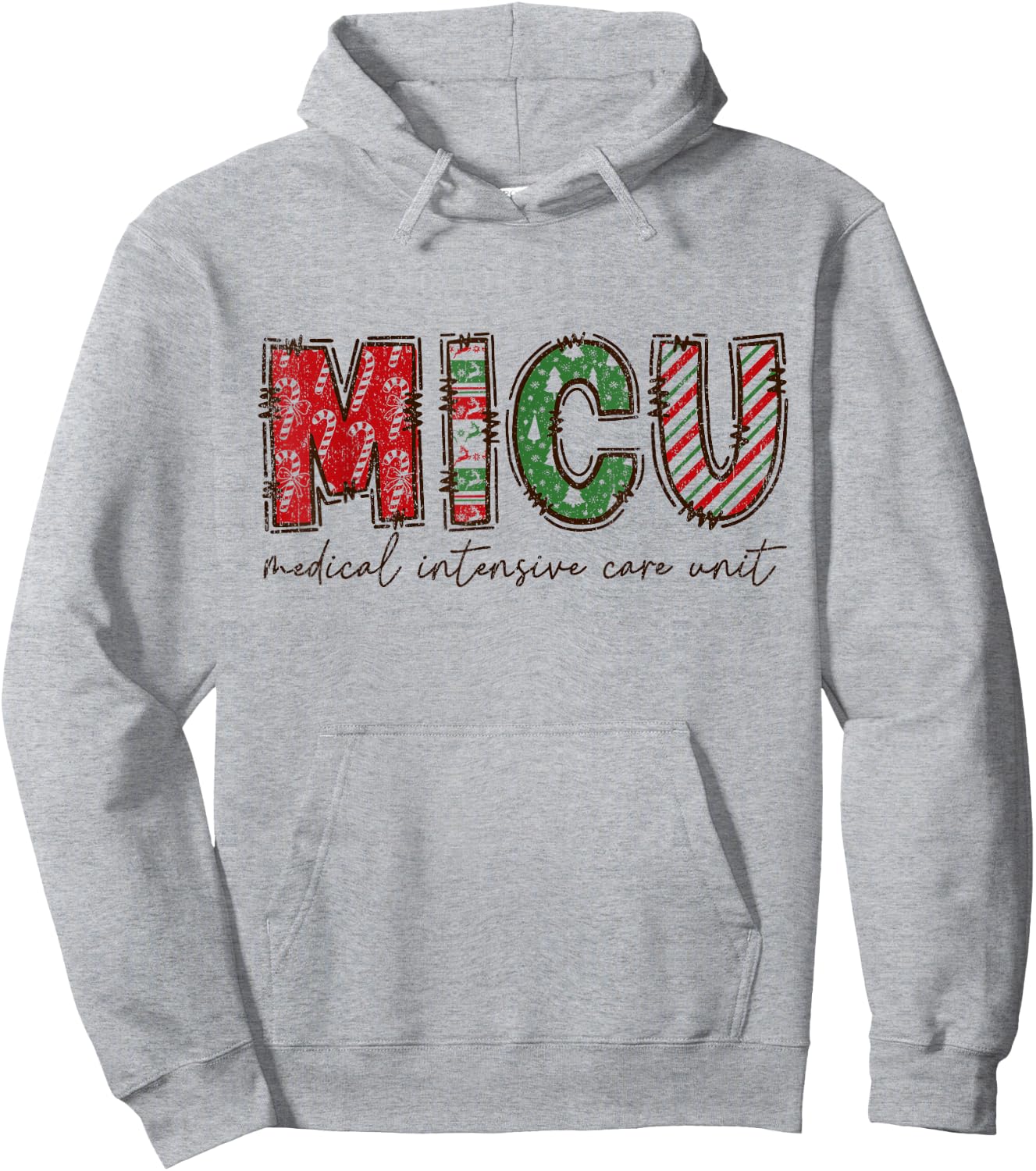 MICU Nurse Christmas , Christmas MICU Squad, Medical Icu Nur Hoodie - Hoodie | Ash