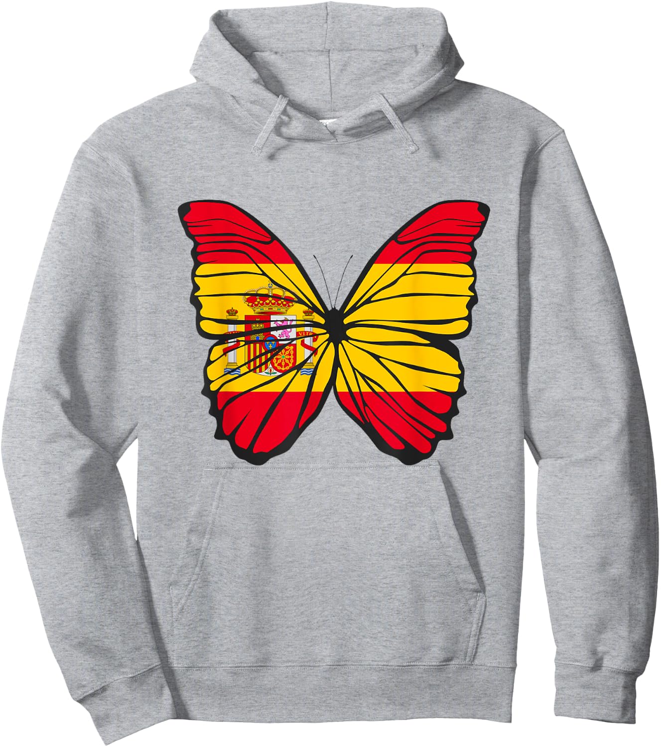 Butterfly Coloured Wings Flag Spain Hoodie - Hoodie | Ash