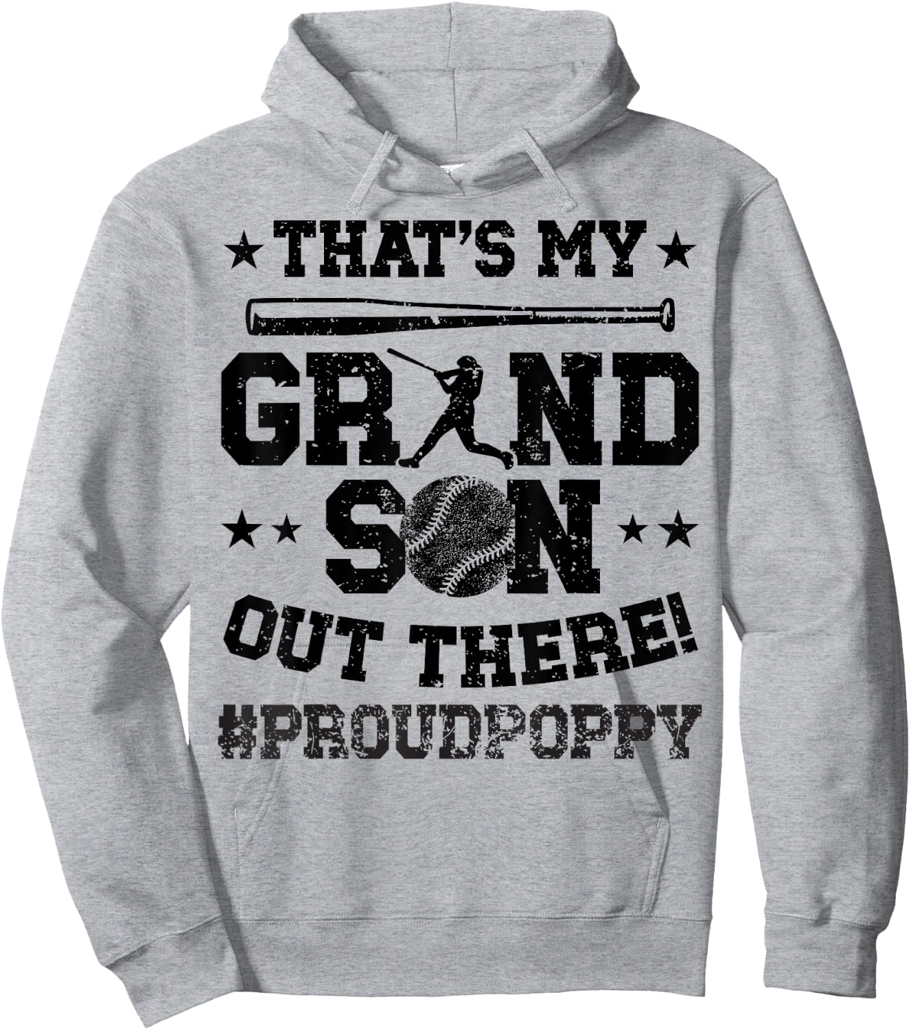 That's My Grandson Baseball Poppy Of A Baseball Player Hoodie - Hoodie | Ash