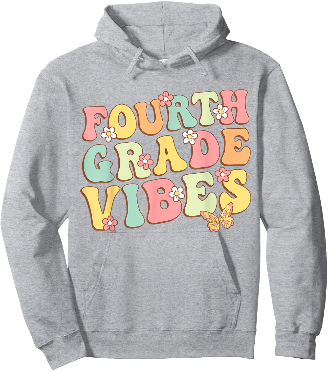 Fourth Grade Vibes Hello Team 4th Grade Teacher Kids Retro Hoodie - Hoodie | Ash