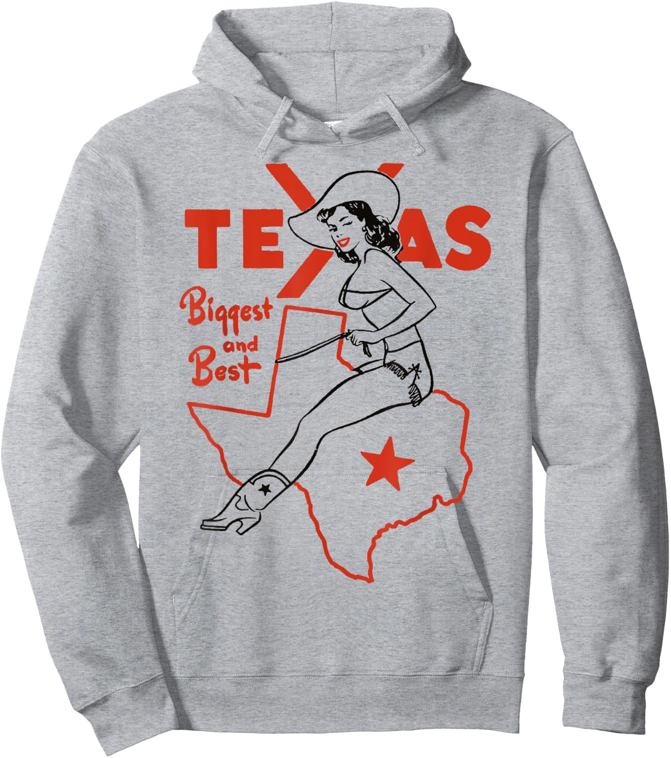 Vintage Rodeo Texas Pride Boots & Bikini Pin-Up Cowgirl Hoodie - Hoodie | Ash