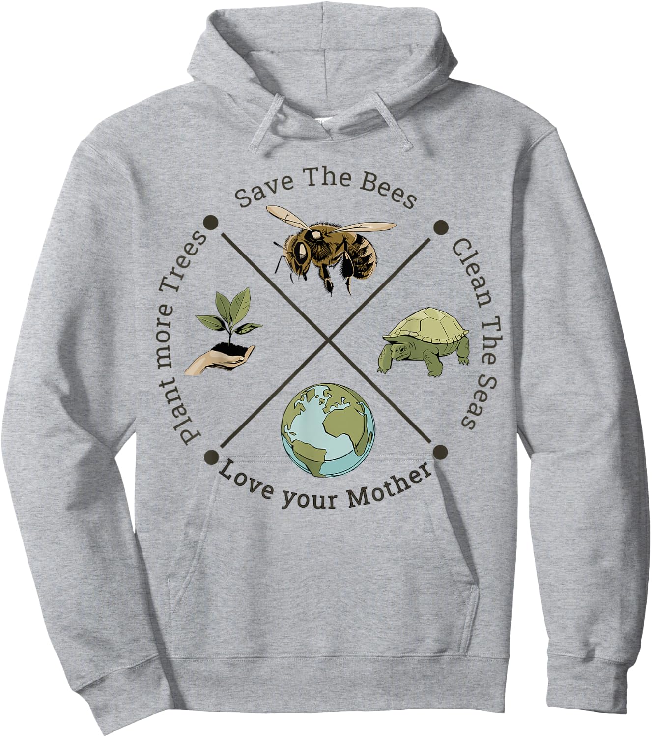 Earth Day Save the Bees Plant More Trees Clean the Seas Hoodie - Hoodie | Ash